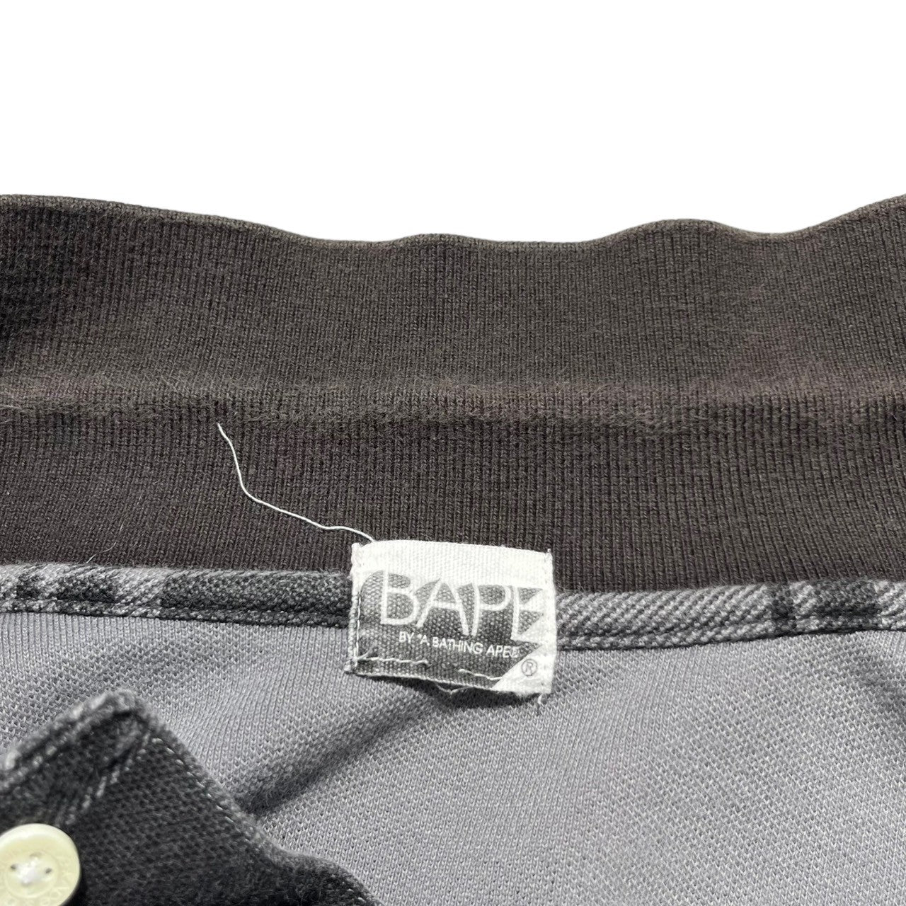 A BATHING APE(アベイシングエイプ) 00's One point logo check polo shirt ワンポイント ロゴ チェック ポロ シャツ 表記無し(M程度) グレー