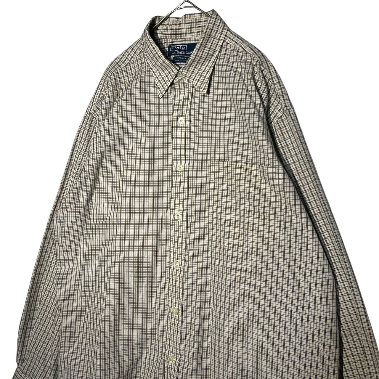 POLO RALPH LAUREN(ポロラルフローレン) 90's "JEROME" oversized check shirt オーバーサイズ チェック シャツ L ベージュ 90年代