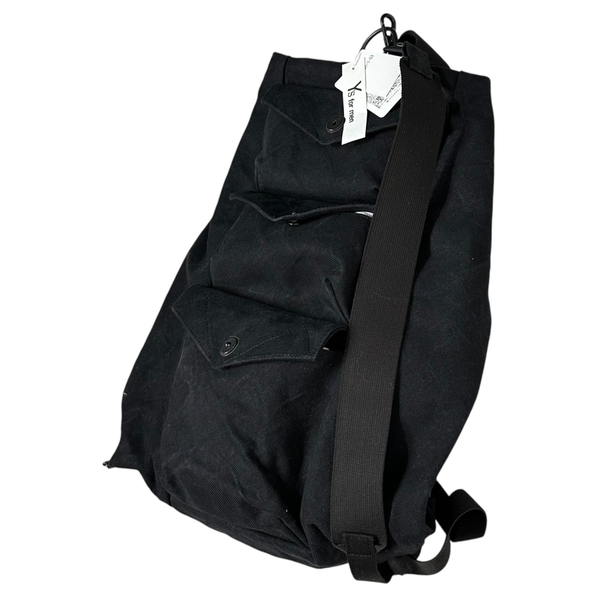 Y's for men(ワイズフォーメン) 25SS C6 CANVAS BIO MILITARY RUCKSACK キャンバス バイオ ミリタリー リュック サック バックパック MP-I01-061-1-03 FREE ブラック タグ付属 国内参考定価72,600円(税込)