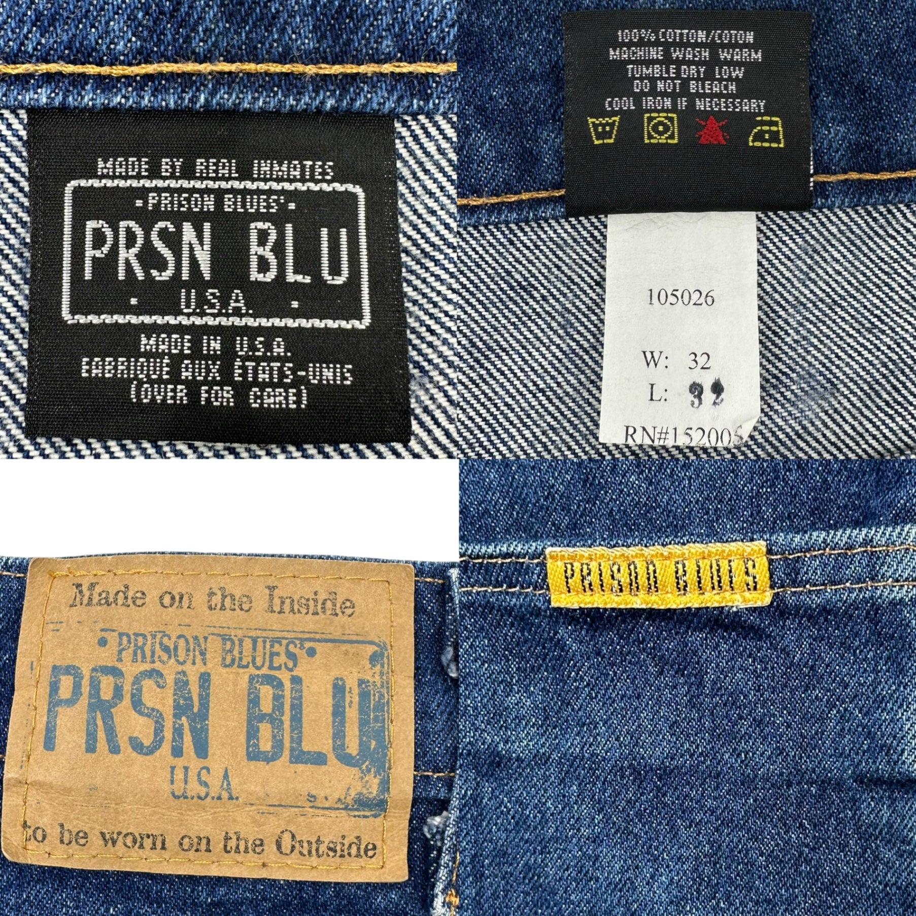 PRISON BLUES(プリズンブルース) USA made Painter Denim Pants ペインター デニム パンツ 105026 W32L32 インディゴ ワーク テーパード PRSN BLU