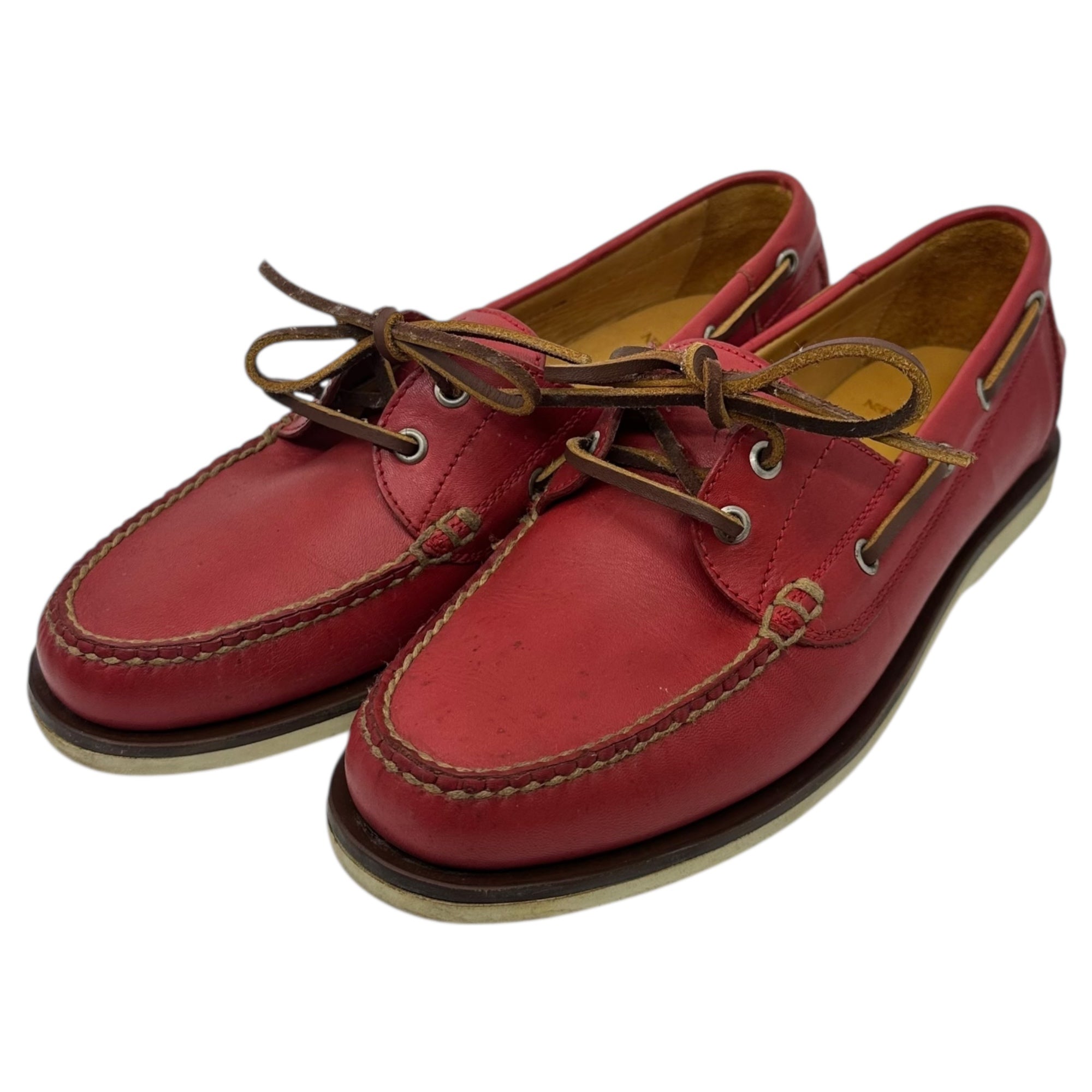POLO RALPH LAUREN(ポロラルフローレン) Pony Logo Leather Deck Shoes ポニー ロゴ レザー デッキ シューズ 8EE(26cm程度) レッド