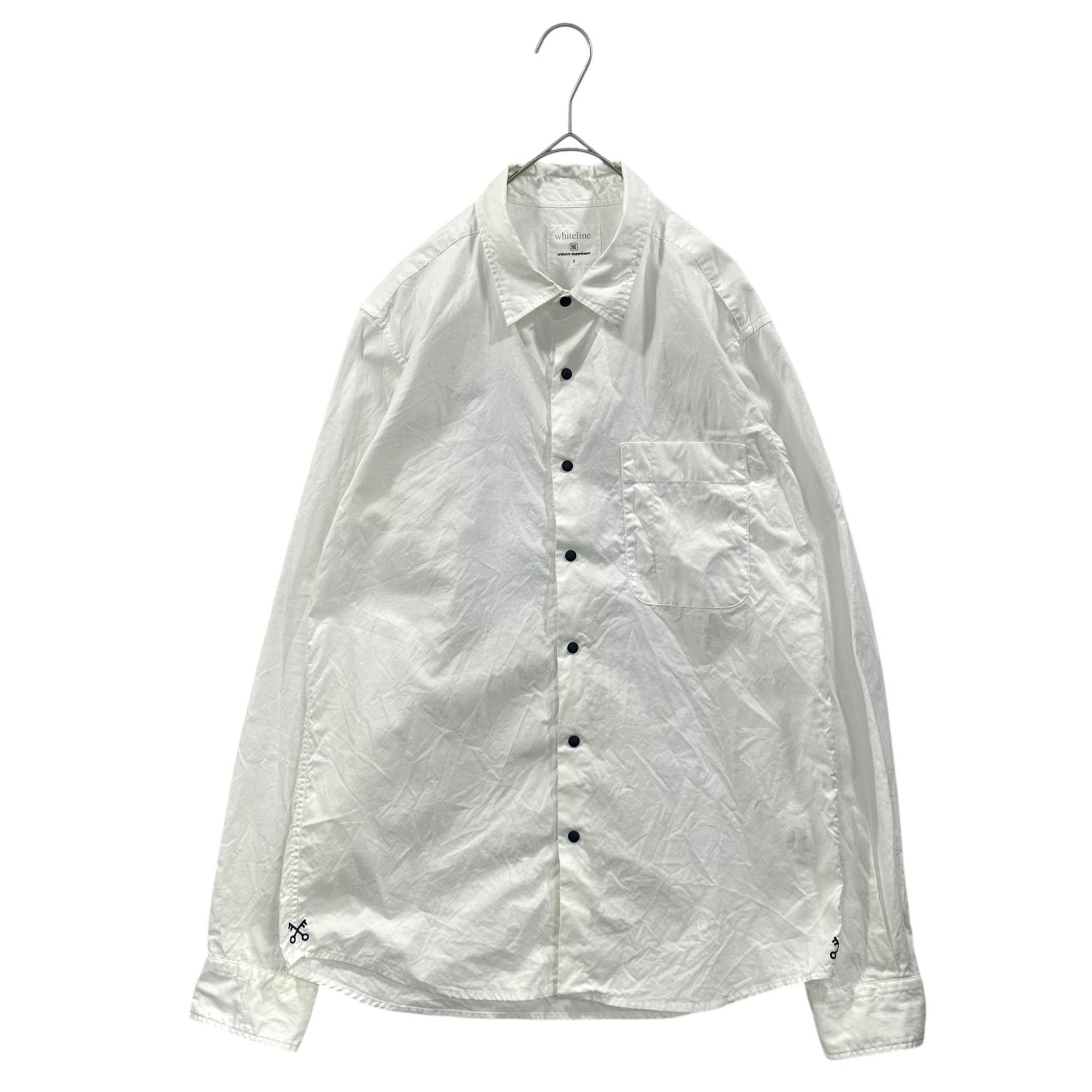 uniform experiment(ユニフォームエクスペリメント) 14SS WhiteLine Collaboration Navy Snap Button Shirt ホワイトライン コラボ ネイビー スナップボタン シャツ UE-14002 3(L程度) ホワイト