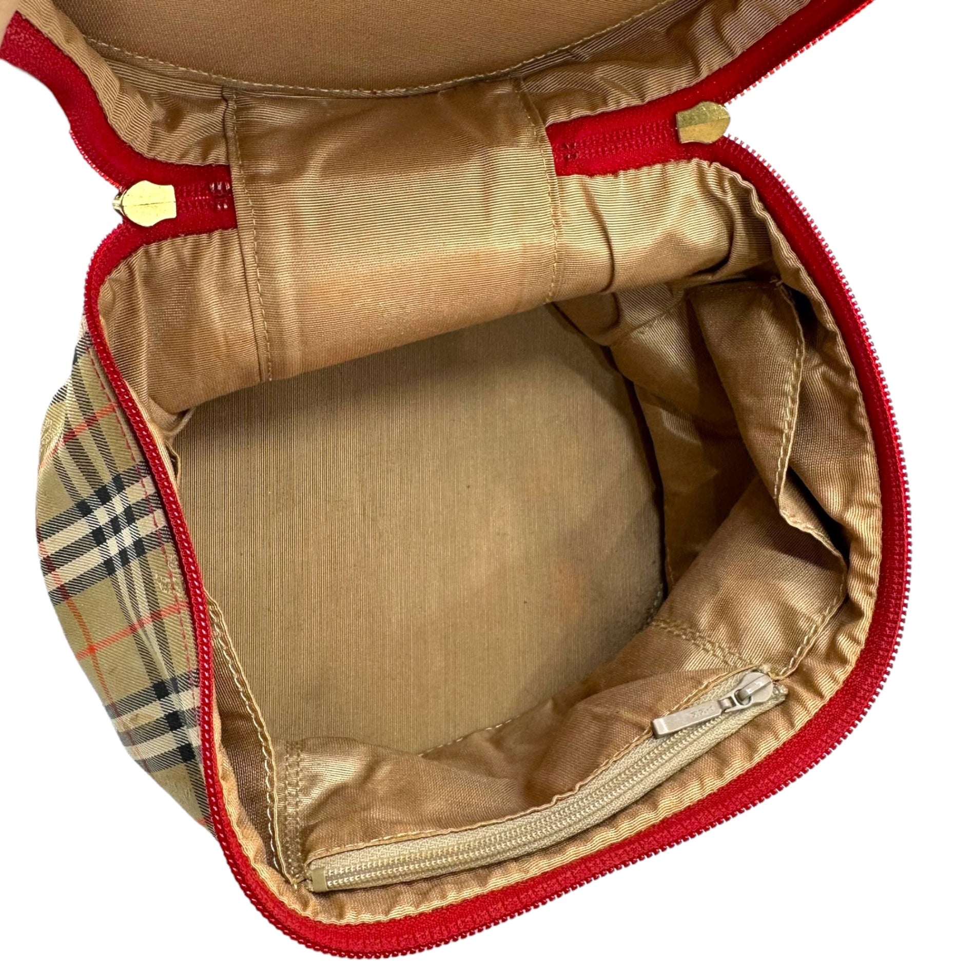 Burberry’s(バーバリーズ) Nova Check Vanity Bag Pouch ノバチェック バニティ バッグ ポーチ ベージュ×レッド