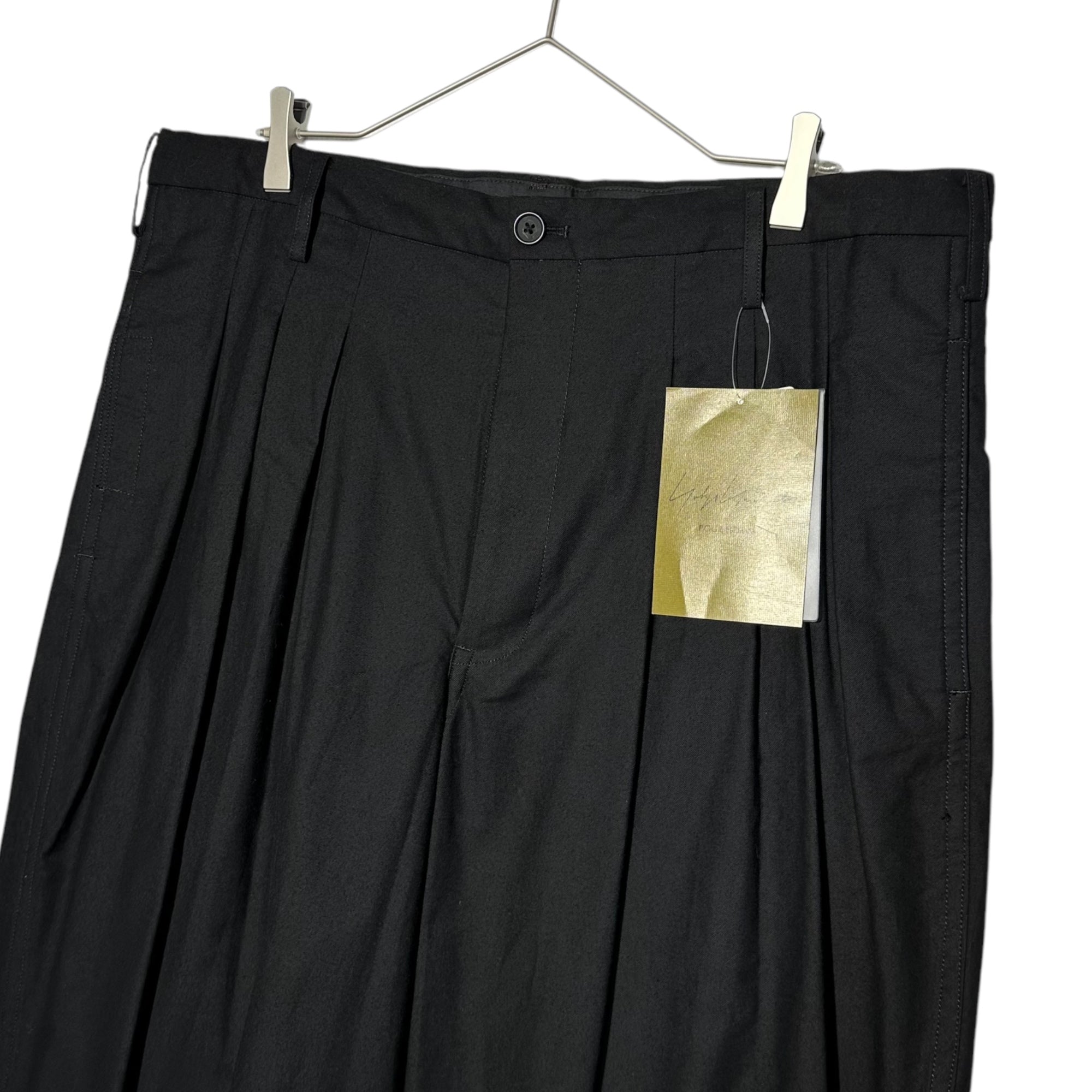 YOHJI YAMAMOTO POUR HOMME(ヨウジヤマモトプールオム) 24AW Cotton twill 12 tuck pants コットン ツイル 12本 タック パンツ HO-P06-002 2(S) ブラック