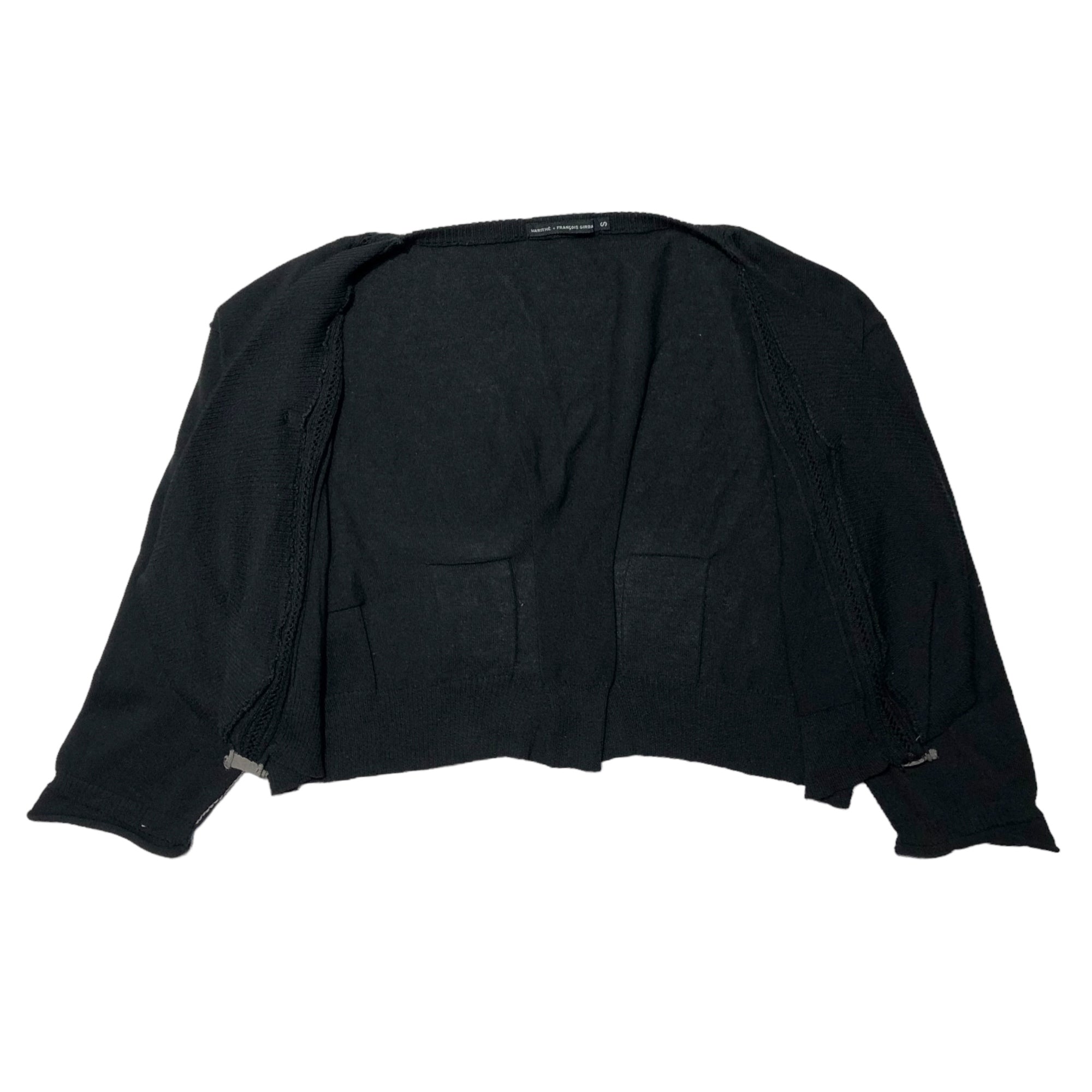MARITHE FRANCOIS GIRBAUD(マリテフランソワジルボー) 00's Gimmick short length cardigan ギミック ショート丈 カーディガン F6-8169 S ブラック Y2K ニット ボレロ