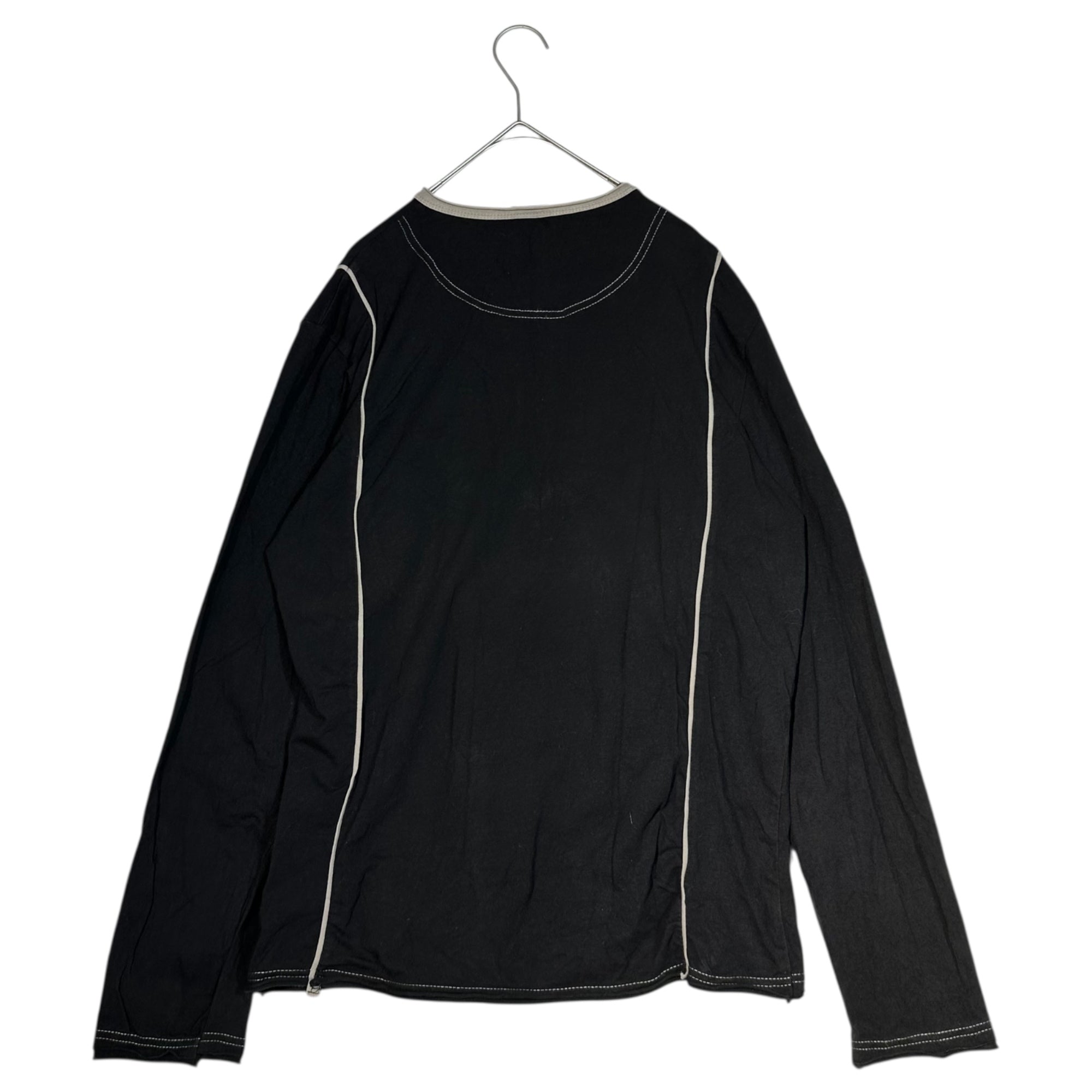 D&G(ディー&ジードルガバドルチェ&ガッバーナ) Chest Logo Henry Neck Long Sleeve Cut and Sewn 胸ロゴ ヘンリーネック 長袖 カットソー L ブラック×グレー