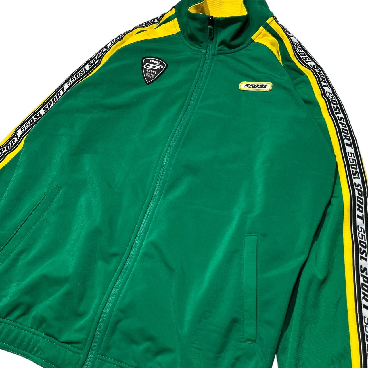 DIESEL(ディーゼル) AMST-SMEETCH logo track jacket ロゴ トラック ジャケット A05820 S グリーン×イエロー ジャージ ブルゾン