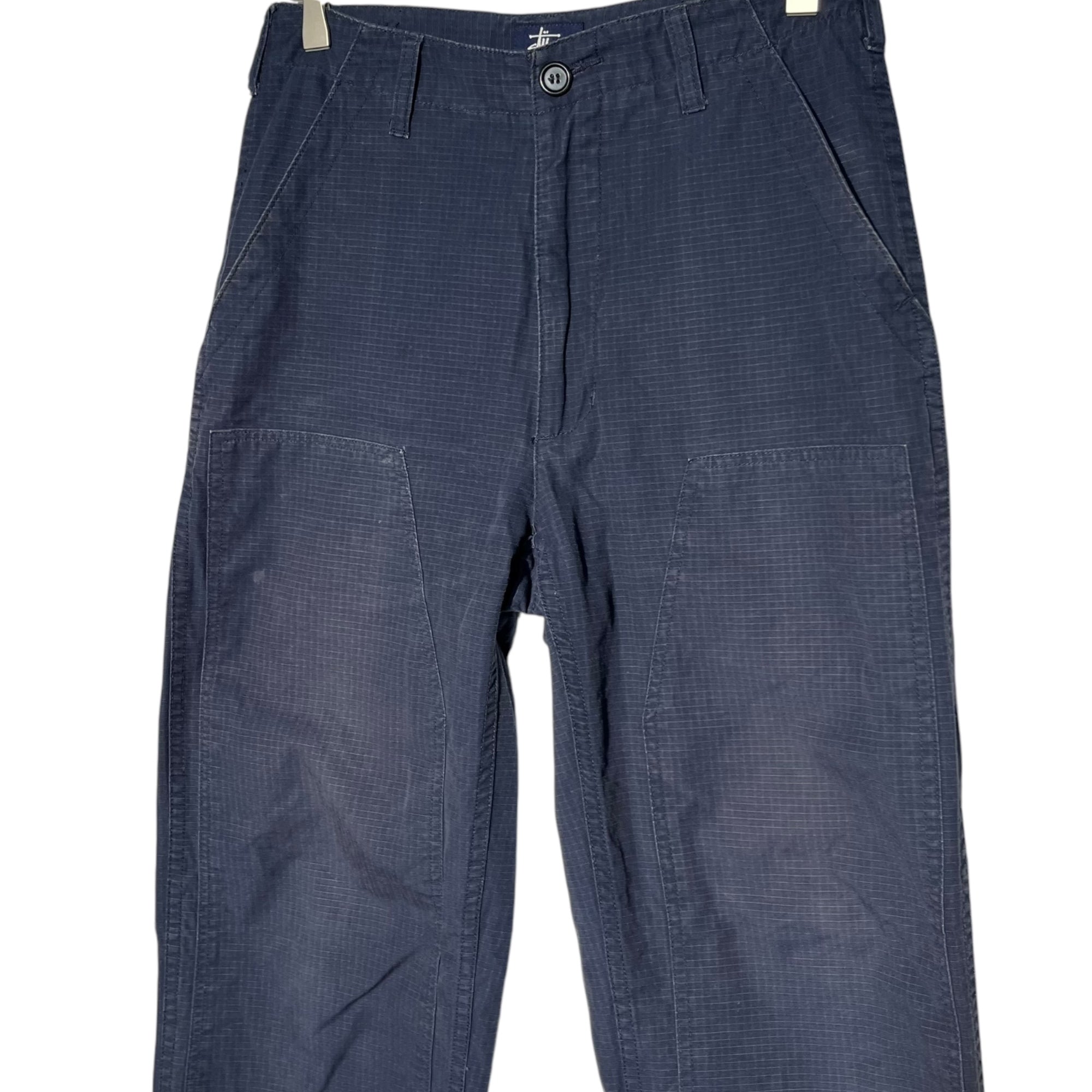 STUSSY(ステューシー) 90's ~ 00's USA made Ripstop double knee baker pants リップストップ ダブルニー ベイカー パンツ 28 ネイビー USA製 90年代~ OLD 紺タグ ミリタリー