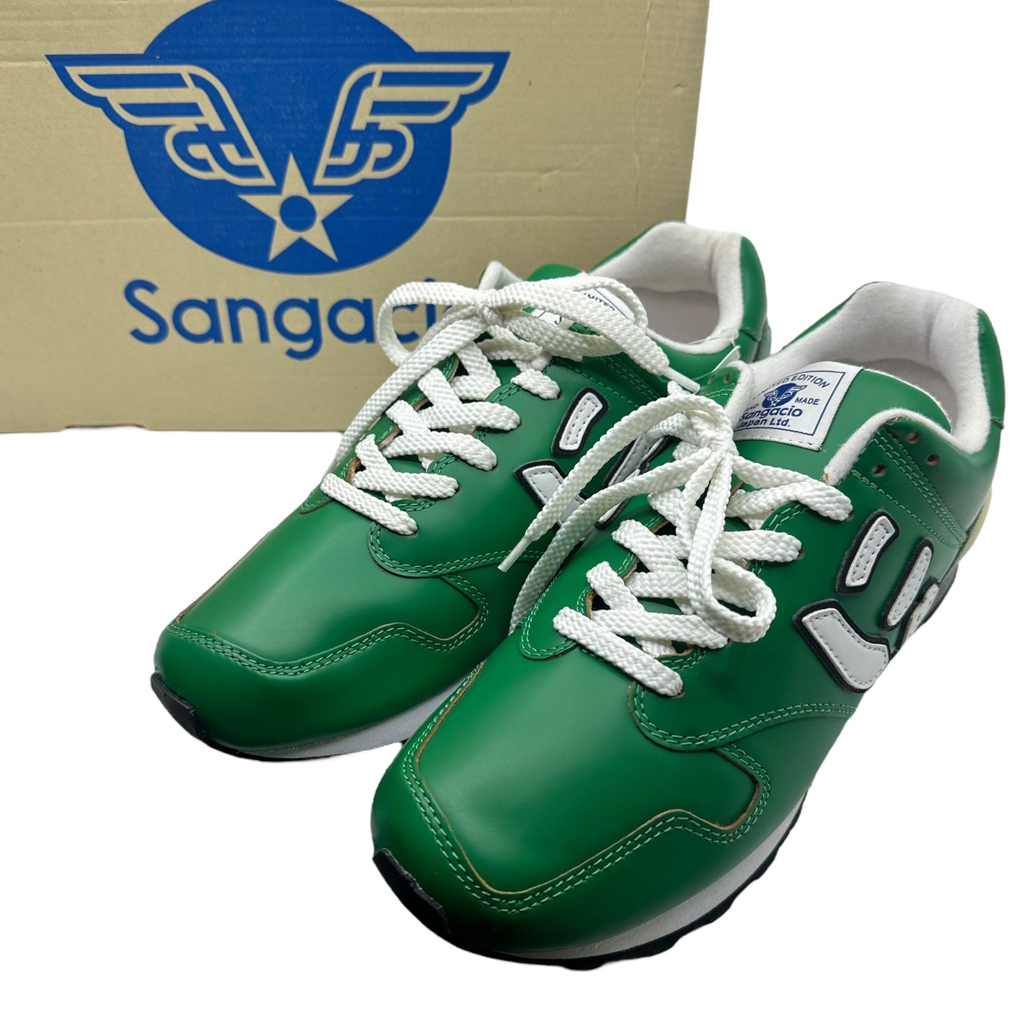Sangacio(サンガッチョ) にゅ~ず 『GREEN』 限定 OGモデル ローカット スニーカー 旧タグ,手作り運動靴 再現モデル 26cm グリーン 箱付