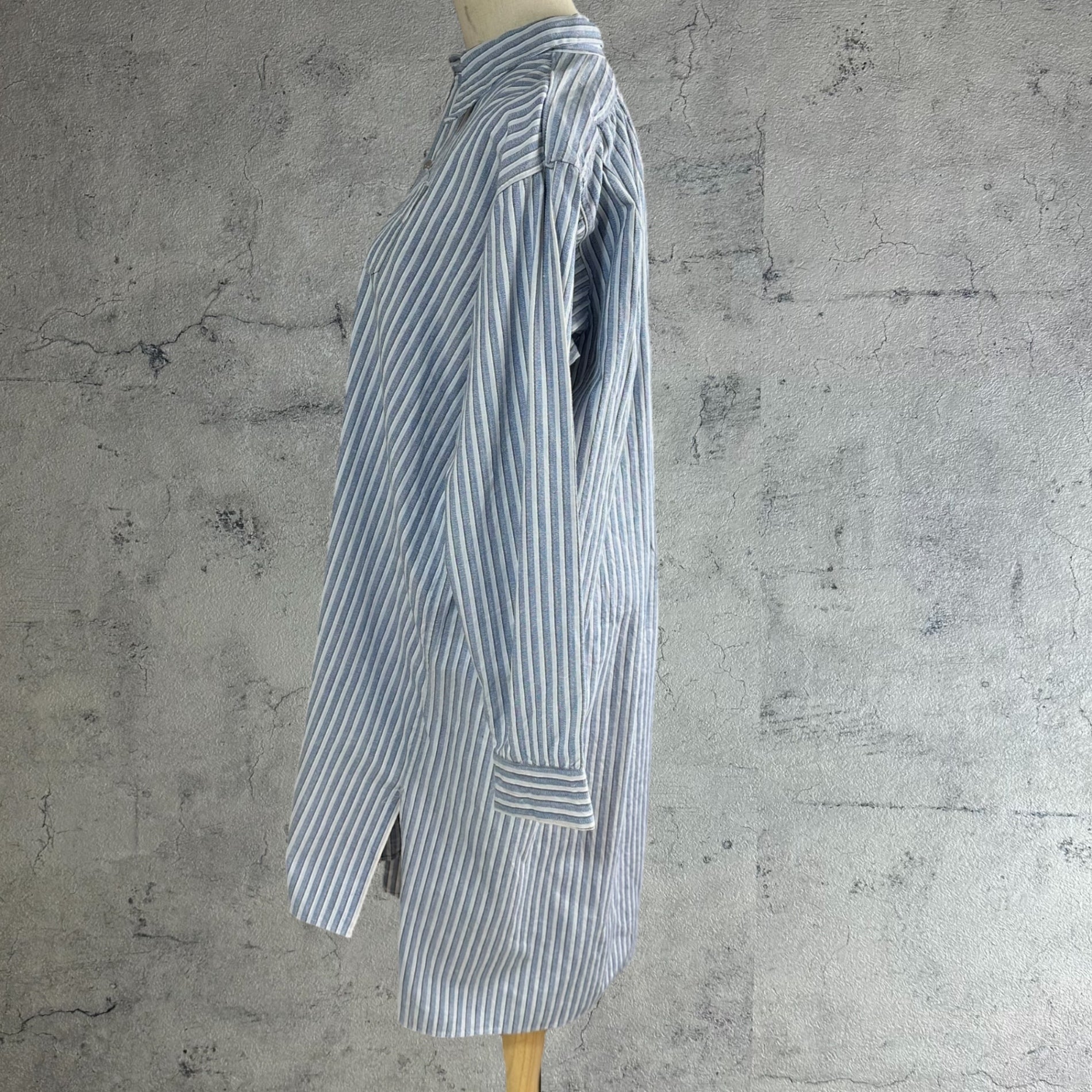 Euro vintage(ヨーロッパヴィンテージ) 30's French Vintage Striped Smock Shirt 30年代 フレンチ ヴィンテージ ストライプ スモック シャツ 110(L~XL相当) ブルー