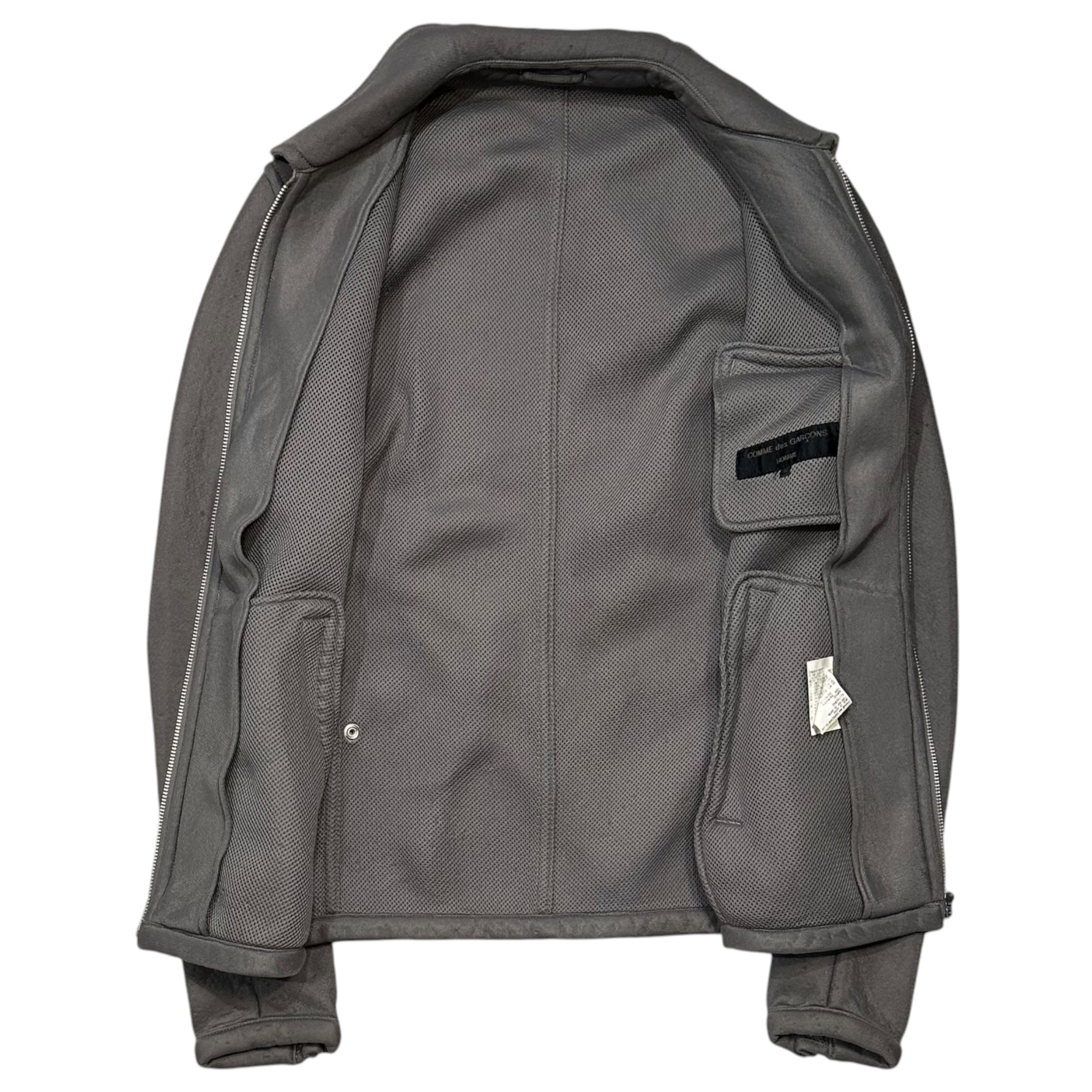 COMME des GARCONS HOMME(コムデギャルソンオム) 1999AW Polyester-Bonded Single Rider Jacket ポリエステル ボンディング シングル ライダース ジャケット HJ-100840 M グレー 90's 90年代 AD1999