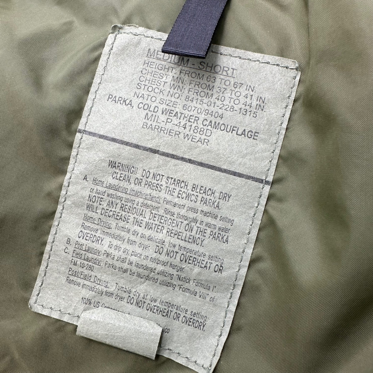 BARRIER WEAR(バリアーウェア) PARKA EXTENDED COLD WEATHER CAMOUFLAGE カモフラ マウンテン パーカー 8415-01-228-1315 MEDIUM-SHORT グリーン×ブラック ウッドランド 迷彩 ジャケット