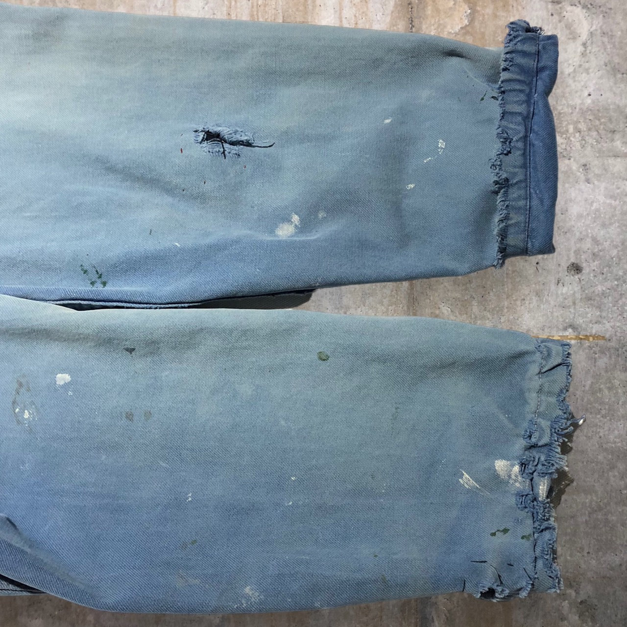 FRENCH WORK(フレンチワーク) 70~sモールスキンリメイクジャケット 表記なし(L程度) ブルー Dポケットカスタム、ステッチ・ペンキ加工