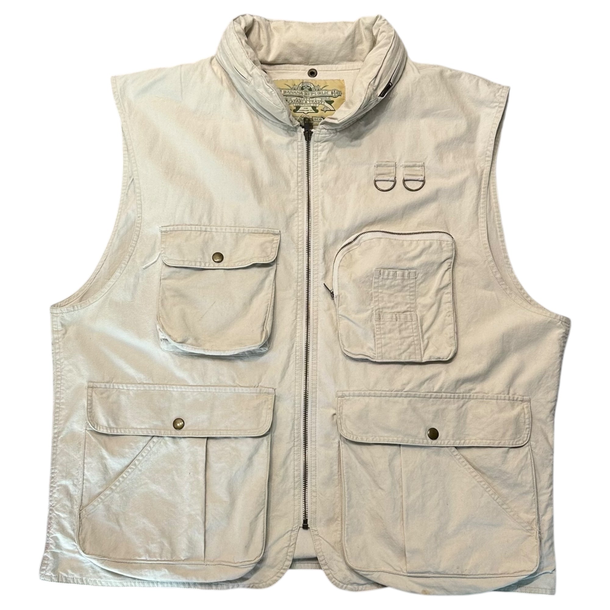 BANANA REPUBLIC(バナナリパブリック) 90’s ”SAFARI&TRAVEL” Safari Vest サファリ ベスト XL ベージュ 90年代 ヴィンテージ