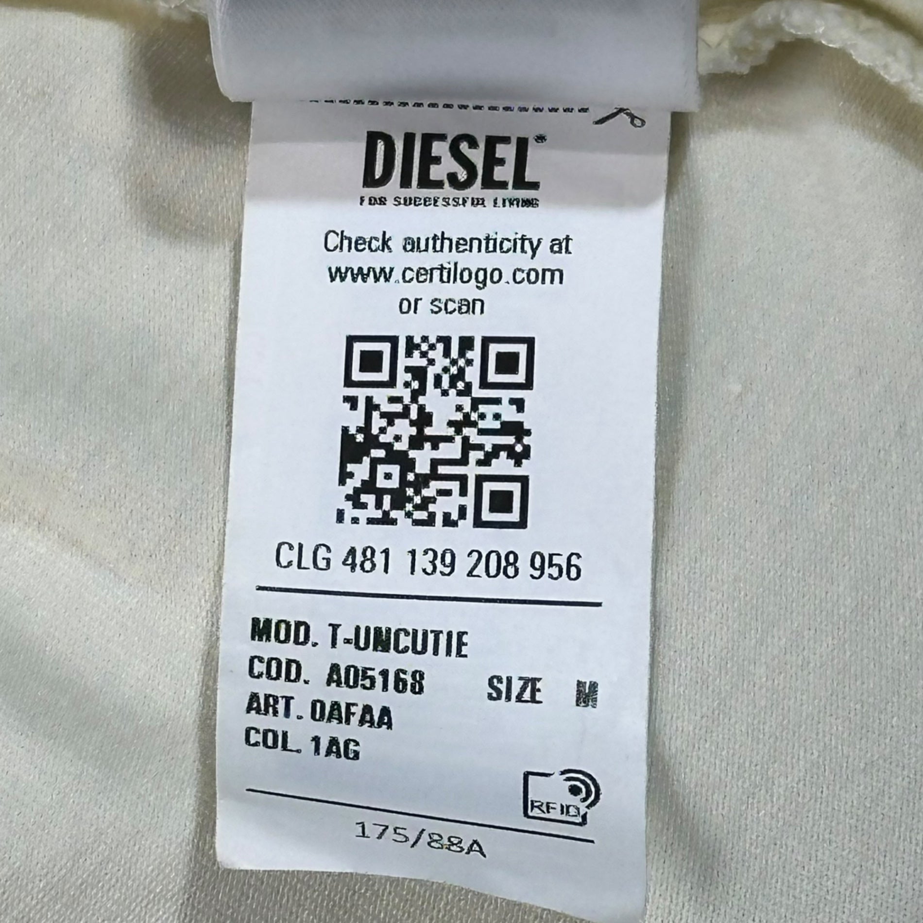 DIESEL(ディーゼル) T-UNCUTIE ピチ ロゴ Tシャツ M イエロー 幾何学模様