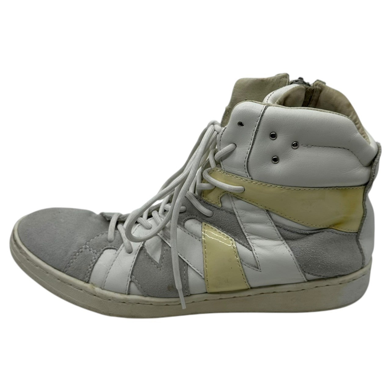 White Flags(ホワイトフラッグス) レザー ローカット スニーカー キルティング パテント 42(26.5cm程度) ブラック×ホワイト