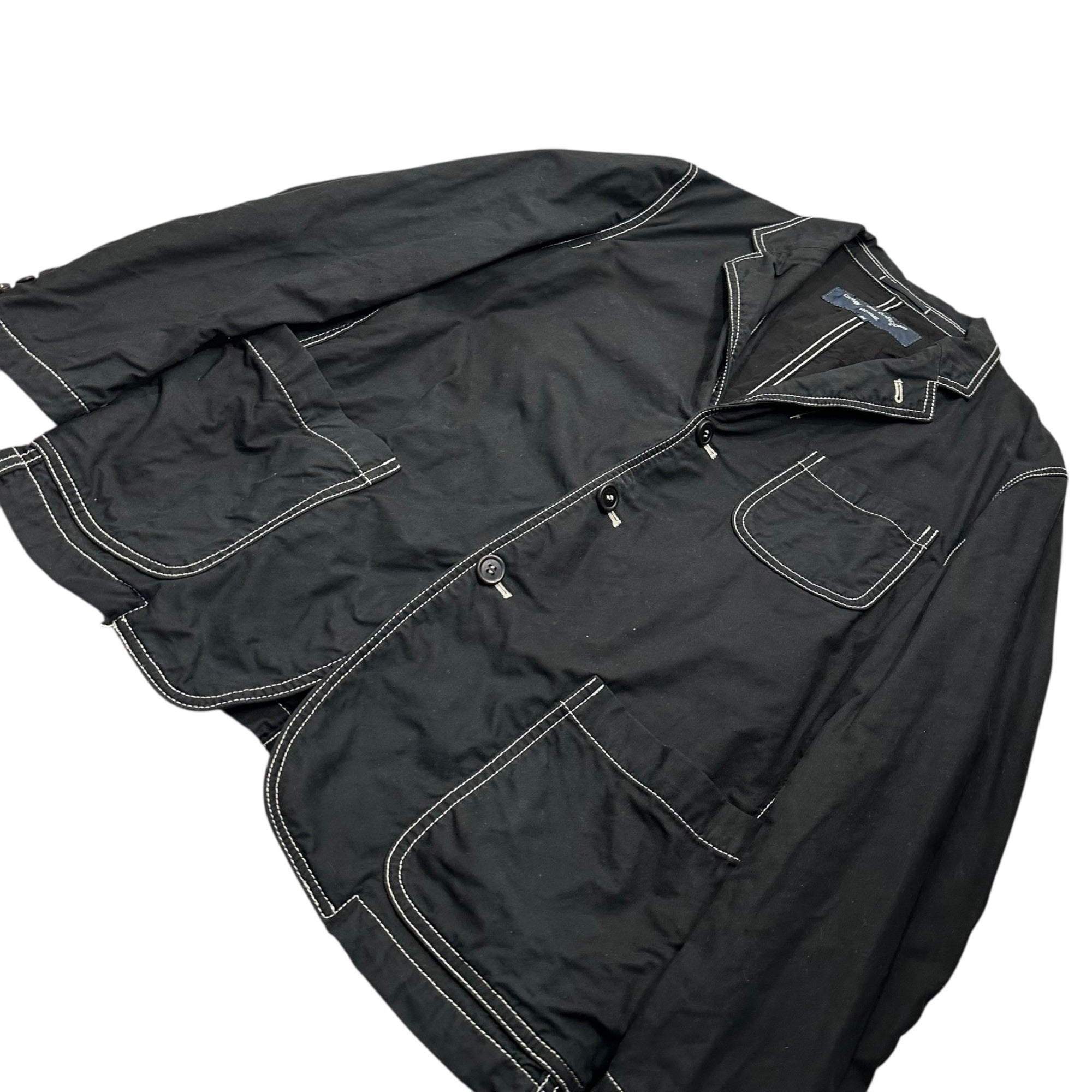 COMME des GARCONS HOMME(コムデギャルソンオム) 04SS Cotton 3B Coverall Jacket コットン 3ボタン カバーオール ジャケット HM-J005 M ブラック AD2003