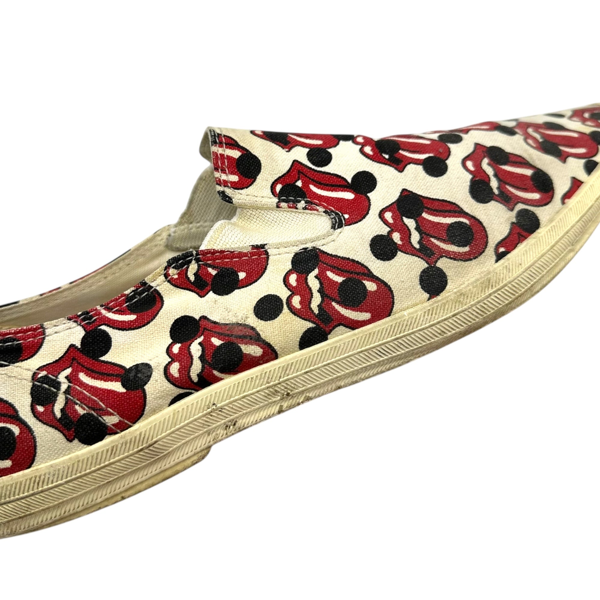 COMME des GARCONS HOMME PLUS(コムデギャルソンオムプリュス) 06SS Rolling Stones Lips & Tongue Print Slip-Ons ローリング ストーンズ リップ&タン ドット プリント スリッポン JQ20A1 27.0cm アイボリー×レッド スニーカー コラボ