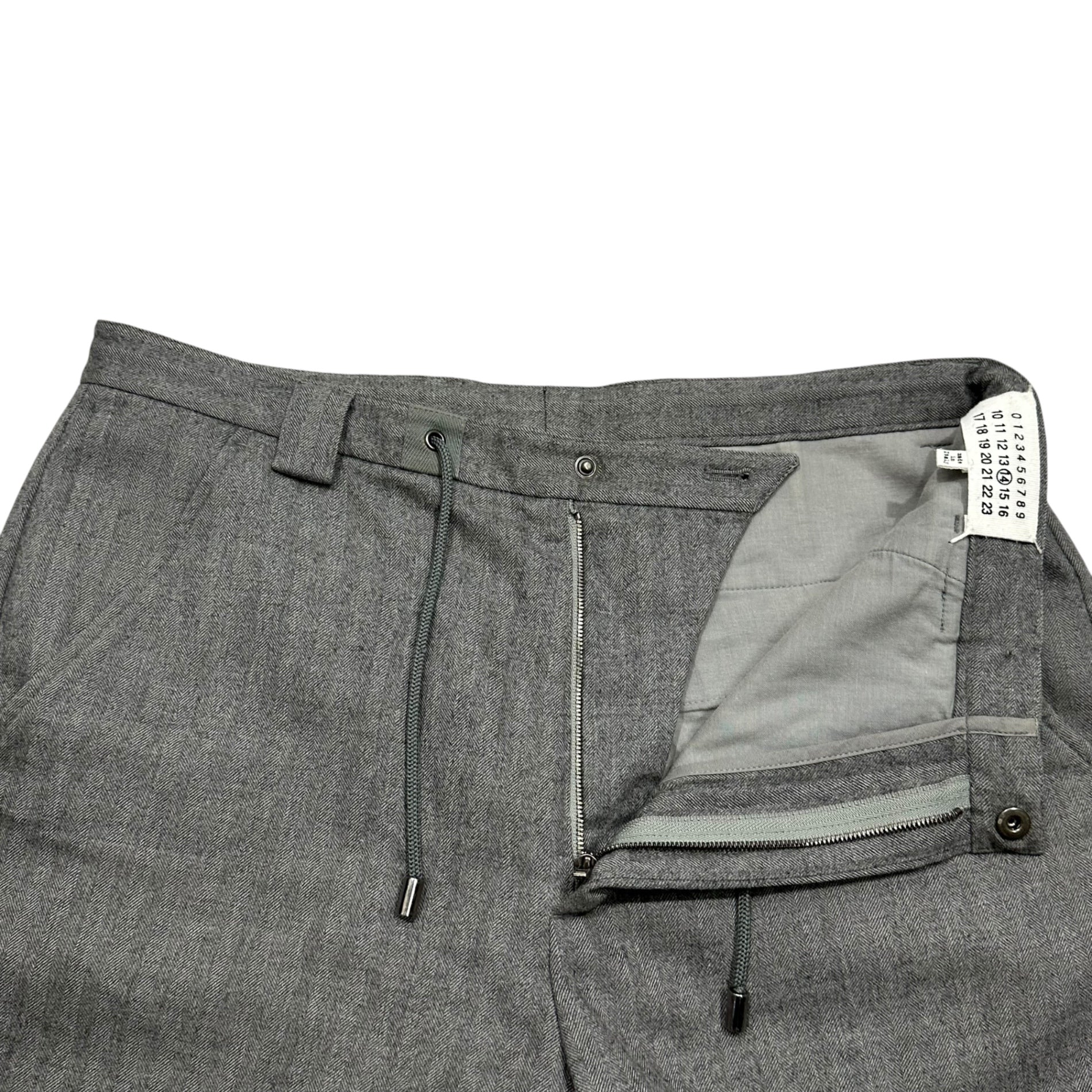 MAISON MARGIELA(メゾンマルジェラ) 2014AW Drawstring Trousers - Herringbone ドローストリング トラウザー ヘリンボーン S30KA0377 46 グレー スラックス パンツ