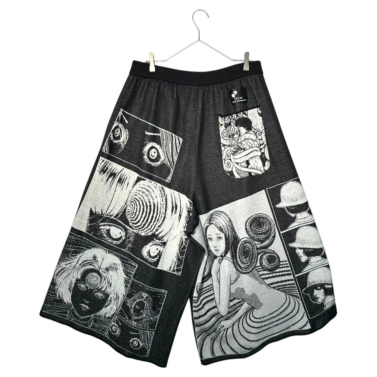 S'YTE × Junji ITO(サイト × ジュンジ イトウ) 20AW Tomie Front Back Placement Easy Jersey Jacquard Hakama Pants 富江 フロント バック 配置 イージー ジャガード 袴 パンツ UJ-K41-614 3(L程度) ブラック 伊藤潤二氏デビュー作 富江 名作コラボ