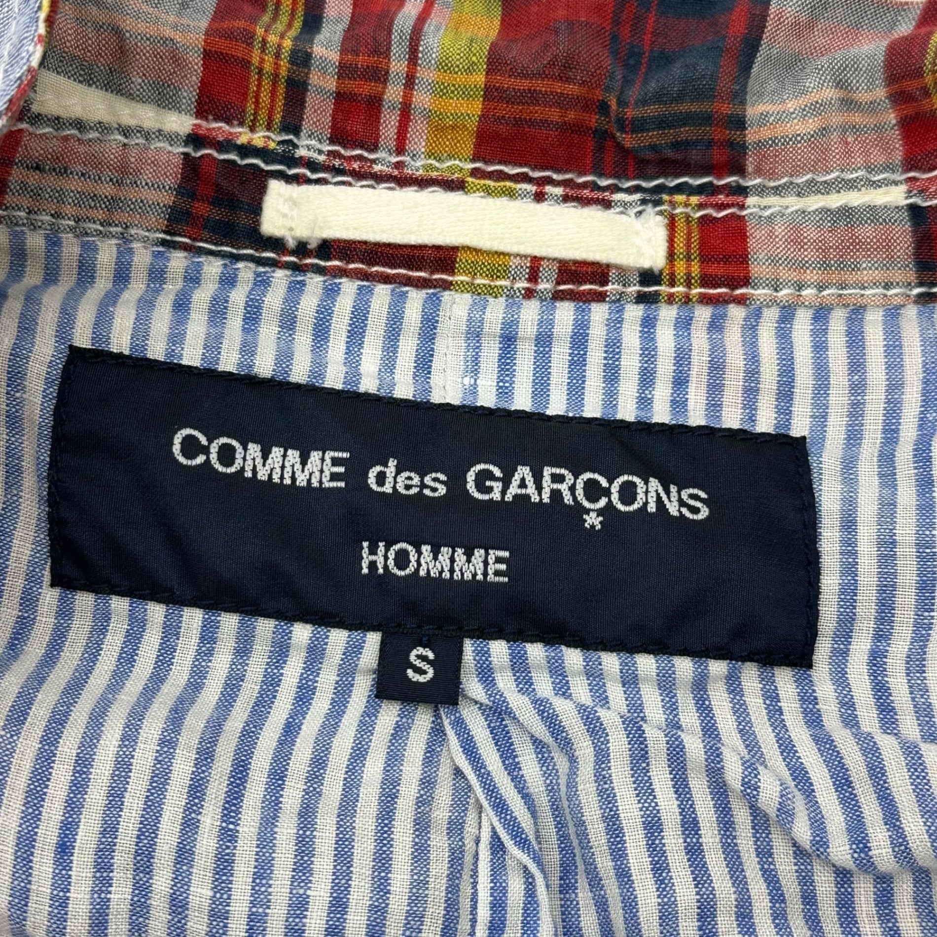 COMME des GARCONS HOMME(コムデギャルソンオム) 13SS Bleached Check Linen 3B Jacket 脱色加工 チェック リネン 3ボタン ジャケット HK-J045 S レッド AD2012