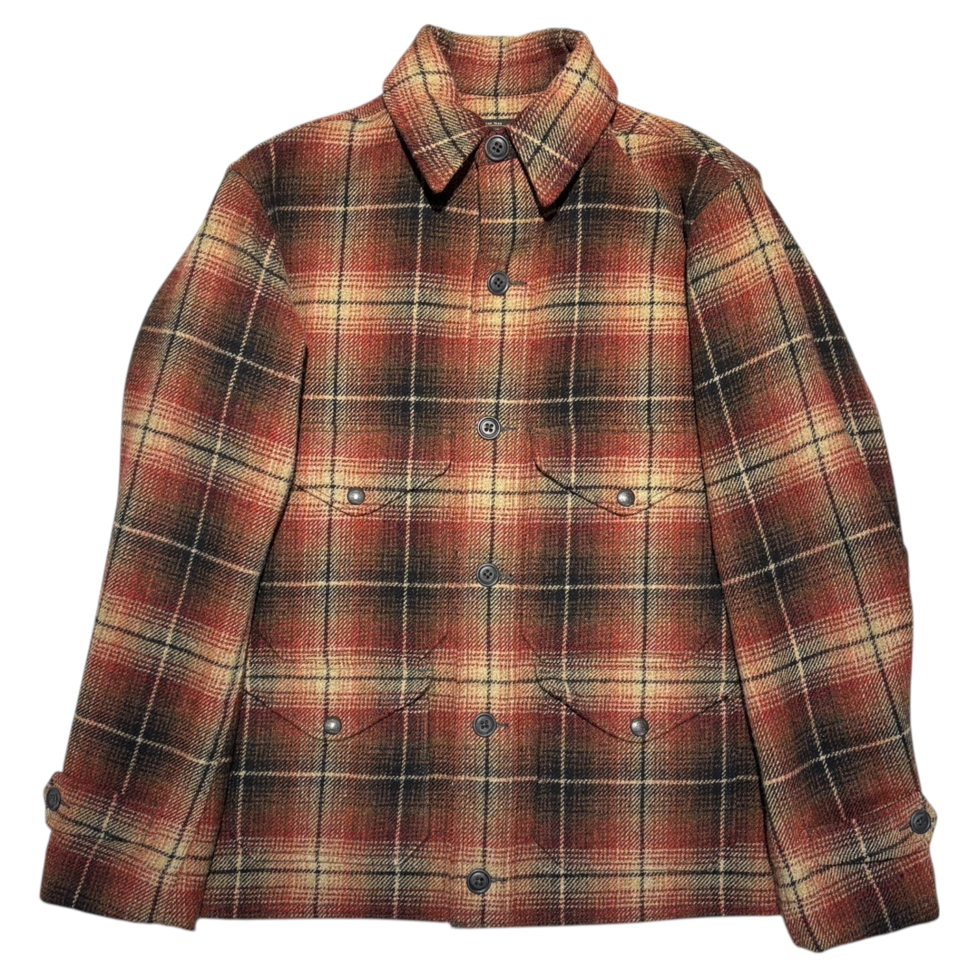 RRL(ダブルアールエル) Ombre Plaid Wool Hunting Jacket オンブレ プラッド ウール ハンティング ジャケット S レッド×ベージュ