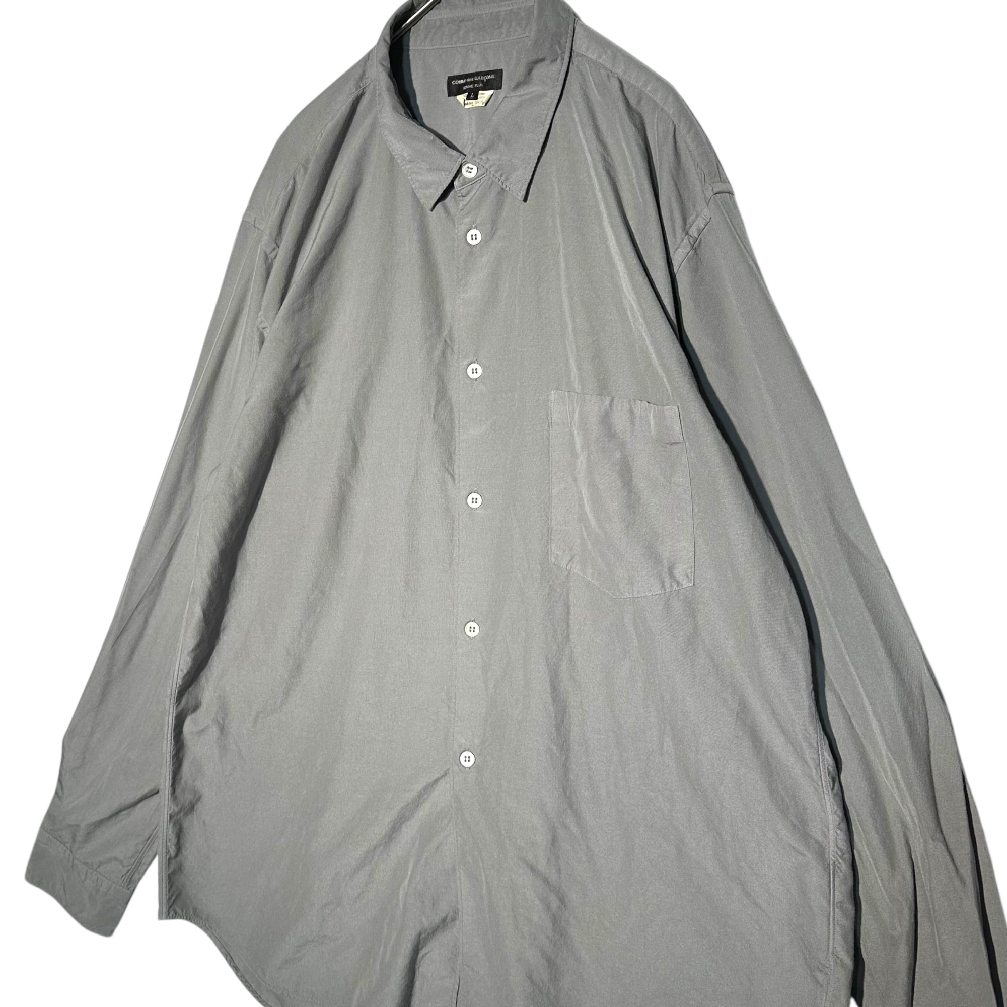 COMME des GARCONS HOMME PLUS(コムデギャルソンオムプリュス) 21SS ゴールデンボーイ期 Polyester Shrink-processed L/S Shirt ポリエステル縮絨製品加工 長袖 シャツ PG-B034 L グレー AD2020