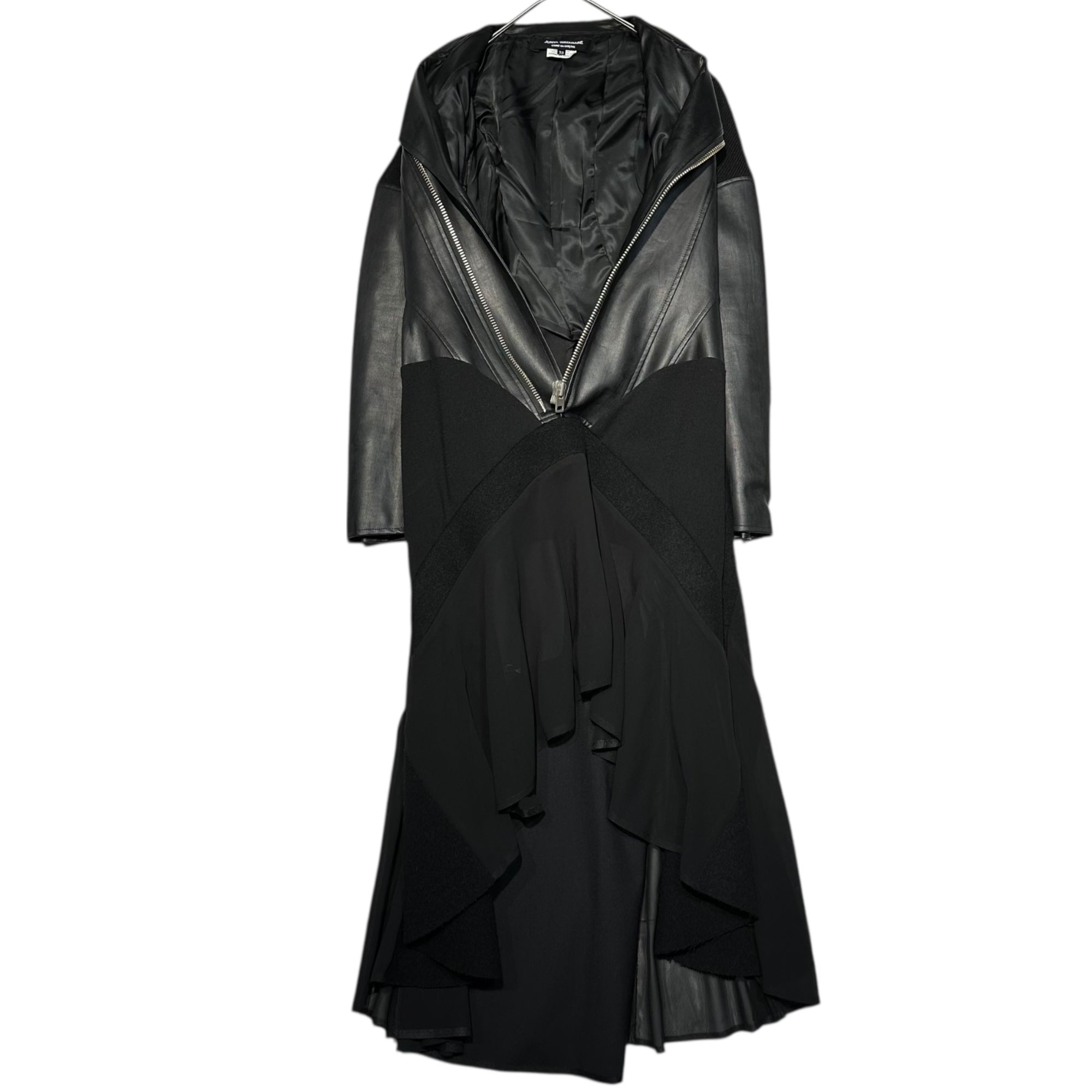 COMME des GARCONS JUNYA WATANABE(コムデギャルソンジュンヤワタナベ) 13AW Faux Leather Layered Double Rider Dress フェイクレザー レイヤード ダブル ライダース ワンピース JL-O003 XS ブラック AD2013