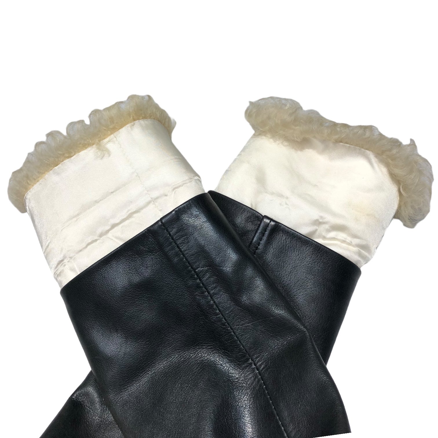 BURBERRY LONDON(バーバリーロンドン) ノヴァチェック ライニング ムートンファー レザー ジャケット FC061-788-09 38(M程度) ブラック