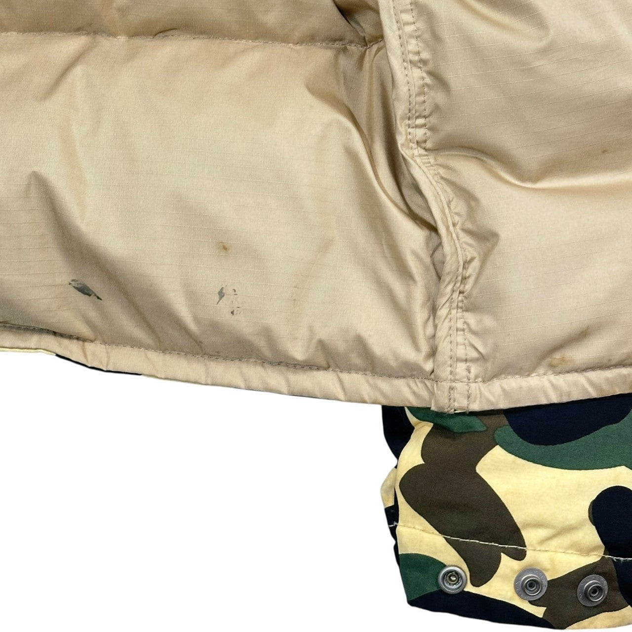 A BATHING APE(アベイシングエイプ) 90's 1st Camo White Goose Down Jacket 90年代 ファースト カモ ホワイト グース ダウン ジャケット M ベージュ