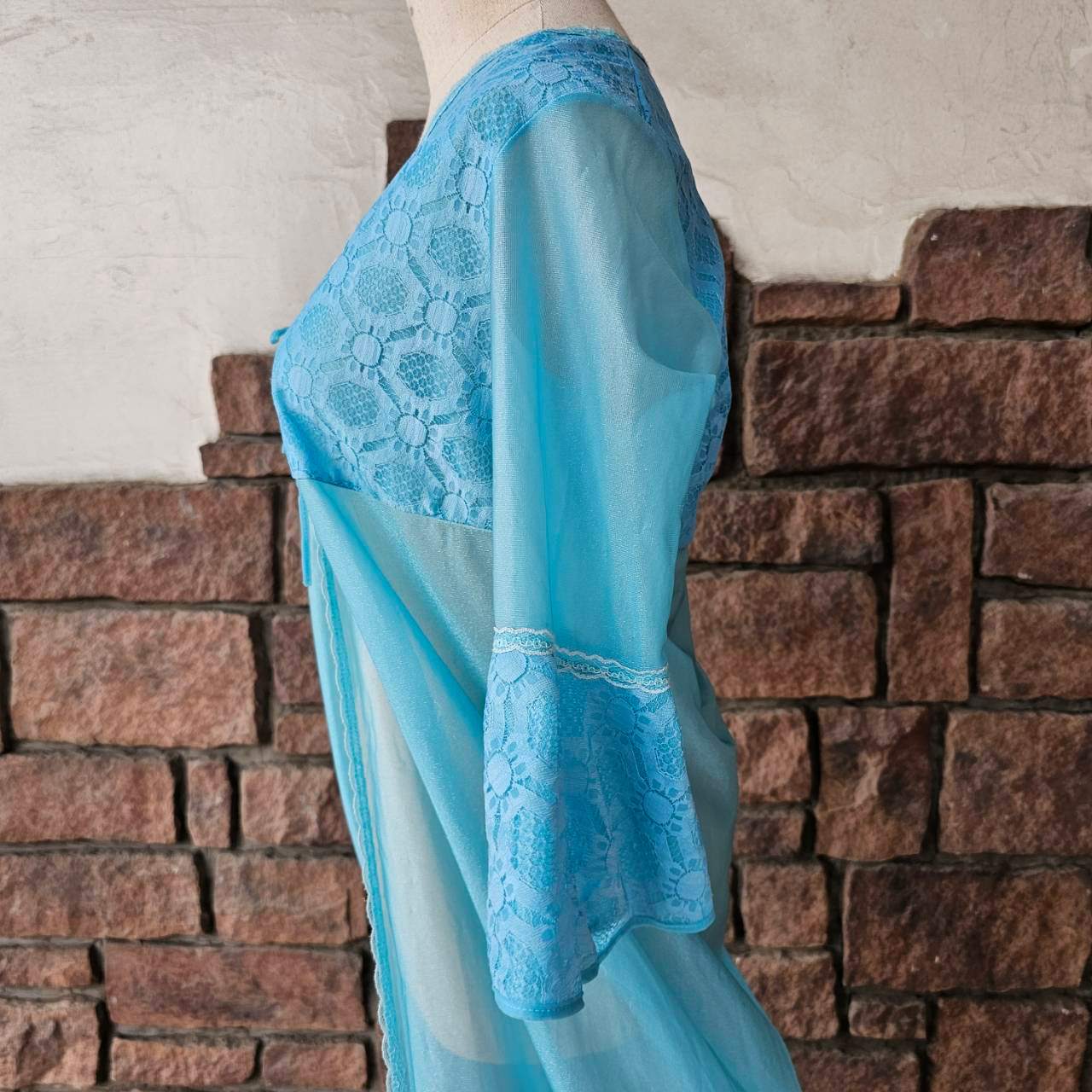 VINTAGE(ヴィンテージ) 90's see-through gown dress シースルー ガウン ワンピース SIZE FREE ライトブルー