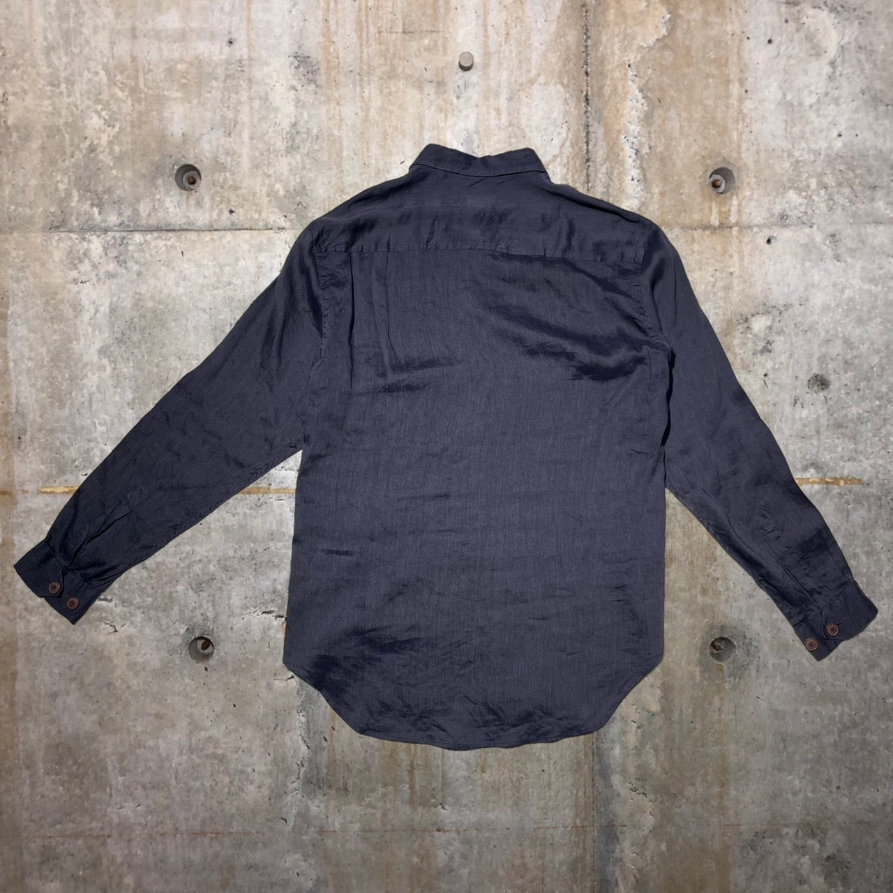 GIORGIO ARMANI(ジョルジオアルマーニ) 90'sビッグボタンシャツ M ネイビー リネン