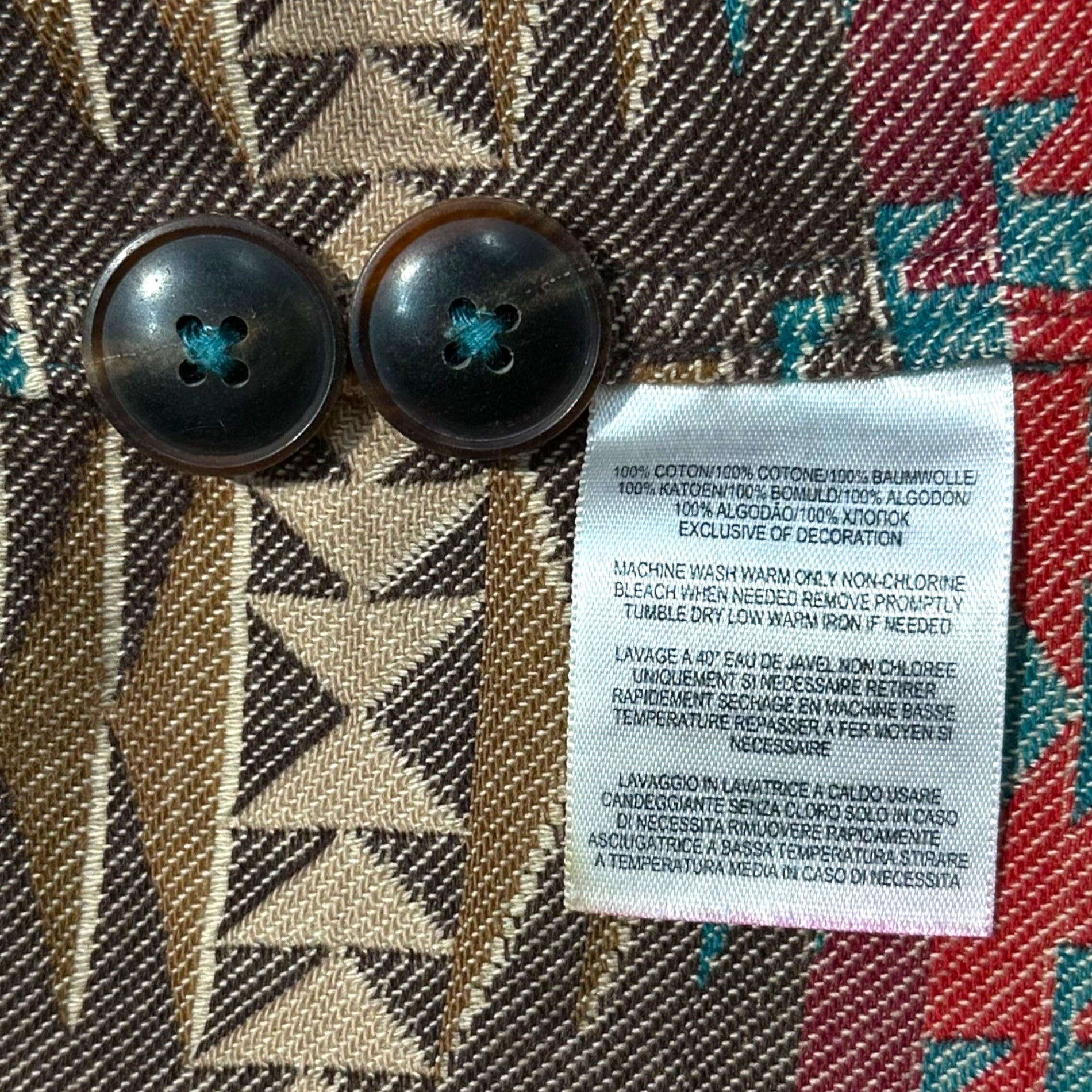 RRL(ダブルアールエル) NATIVE JACQUARD OVER SHIRT ネイティブ柄 コットン ジャガード エルボーパッチ シャツ ジャケット S ターコイズブルー×ブラウン