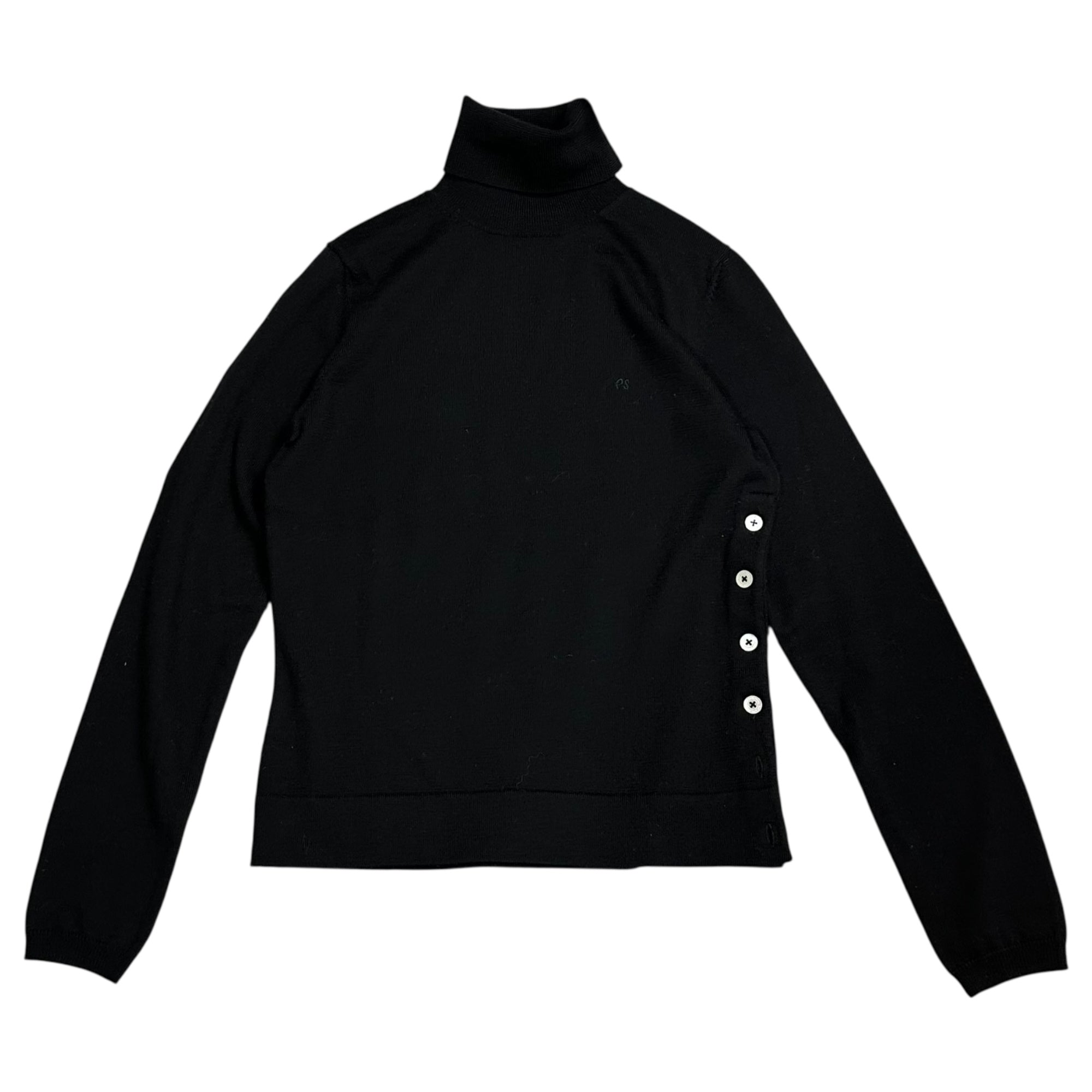Paul Smith BLACK(ポールスミスブラック) Side Button Turtleneck Long Sleeve Knit サイドボタン タートルネック 長袖 ニット 220-5.CKR.PM.CW.6007 M ブラック