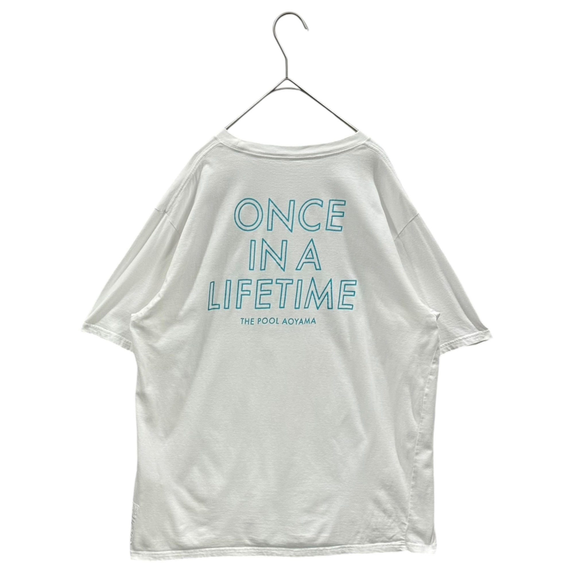 THE POOL AOYMA (ザプールアオヤマ) Neon logo Graphic print s/s T-shirt ネオン ロゴ グラフィック プリント 半袖 Tシャツ L ホワイト×ライトブルー