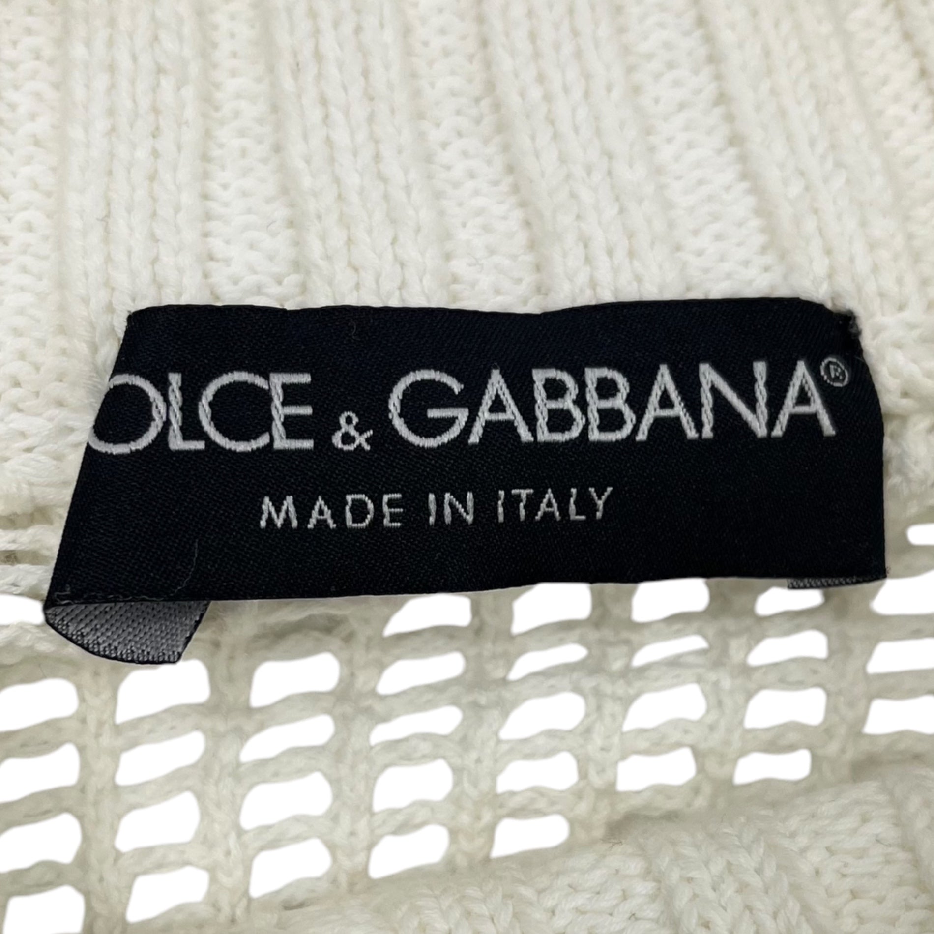 DOLCE&GABBANA(ドルチェ&ガッバーナドルガバ) Inside Out High Neck Mesh Knit インサイドアウト ハイネック メッシュ ニット クロシェニット VK060 44(S程度) ホワイト