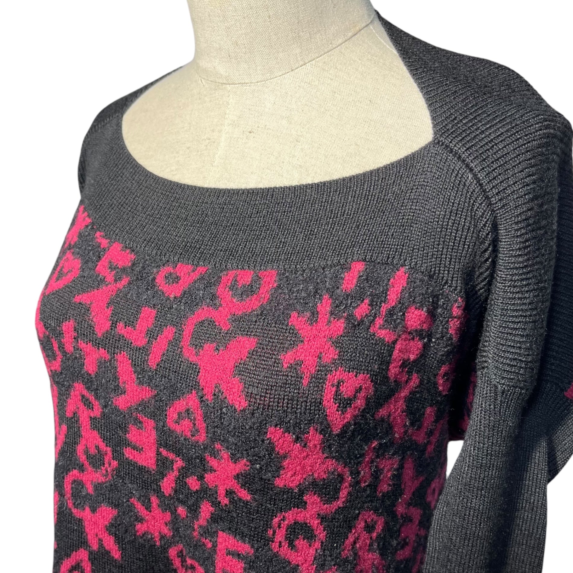 Vivienne Westwood RED LABEL(ヴィヴィアンウエストウッドレッドレーベル) All-over pattern knit long sleeve dress 総柄 ニット 長袖 ワンピース 357-01-57022 2(M) レッド×ブラック