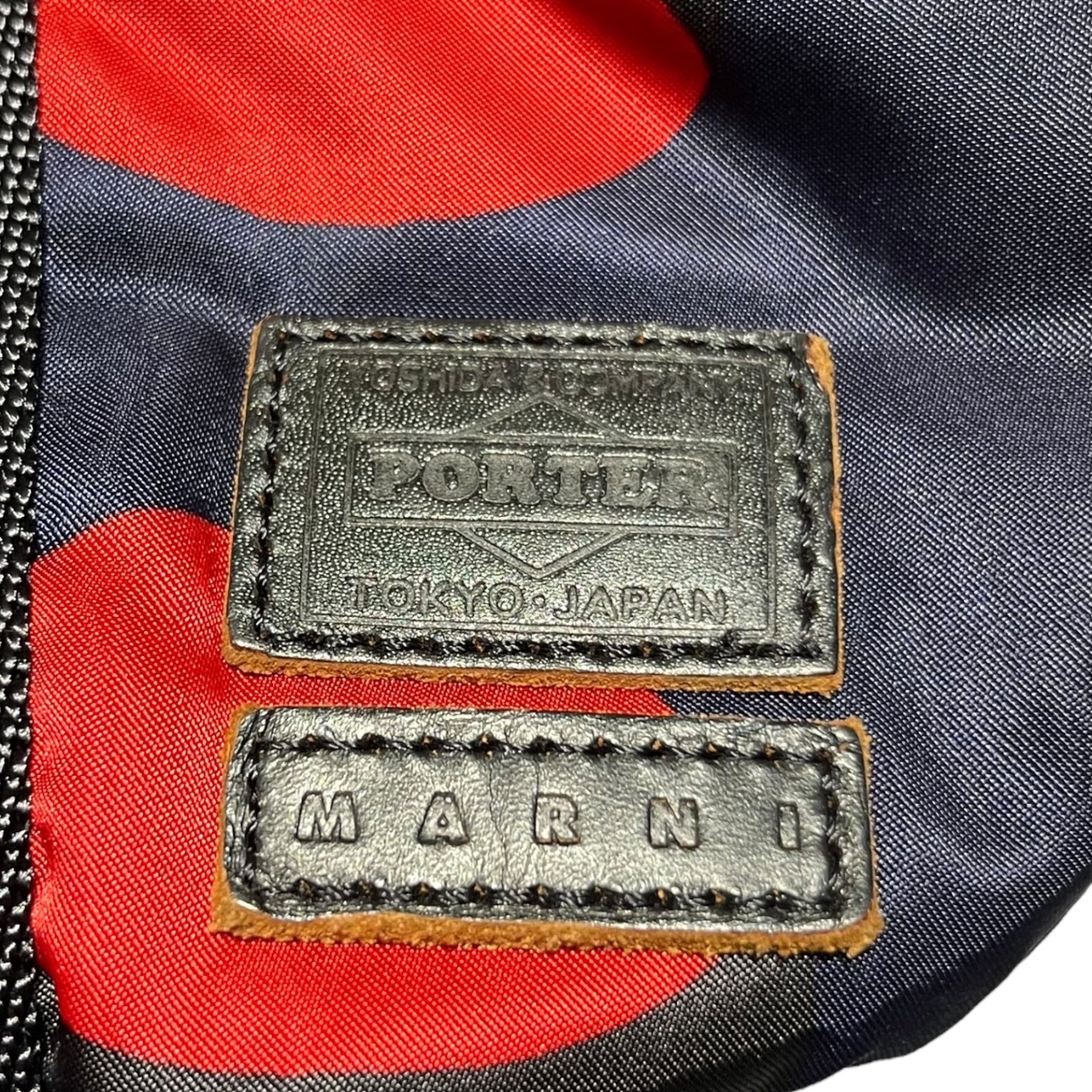 MARNI × PORTER(マルニ×ポーター) 2WAY dot rucksack ドット リュックサック トート ネイビー×レッド