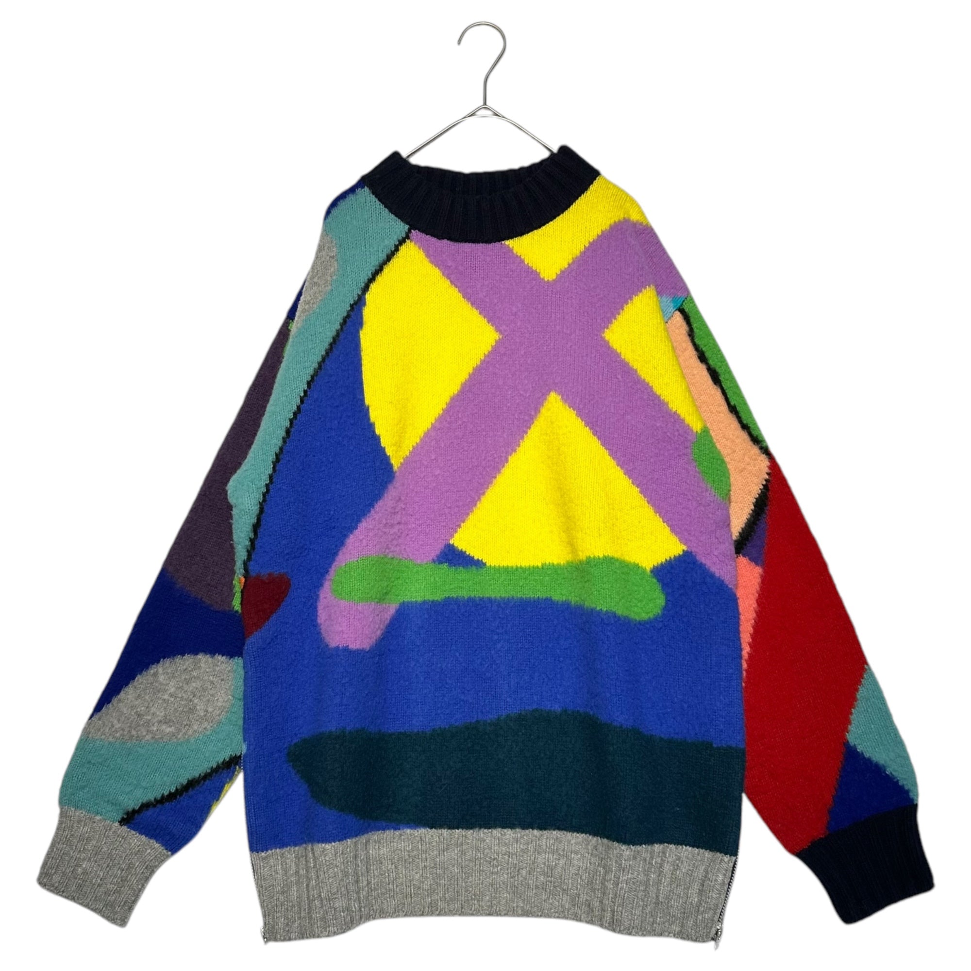SACAI×KAWS(サカイ×カウズ) 21AW Jaqcuard Knit Pullover ジャガード プルオーバー ニット 21-02579M 2 マルチ コラボ