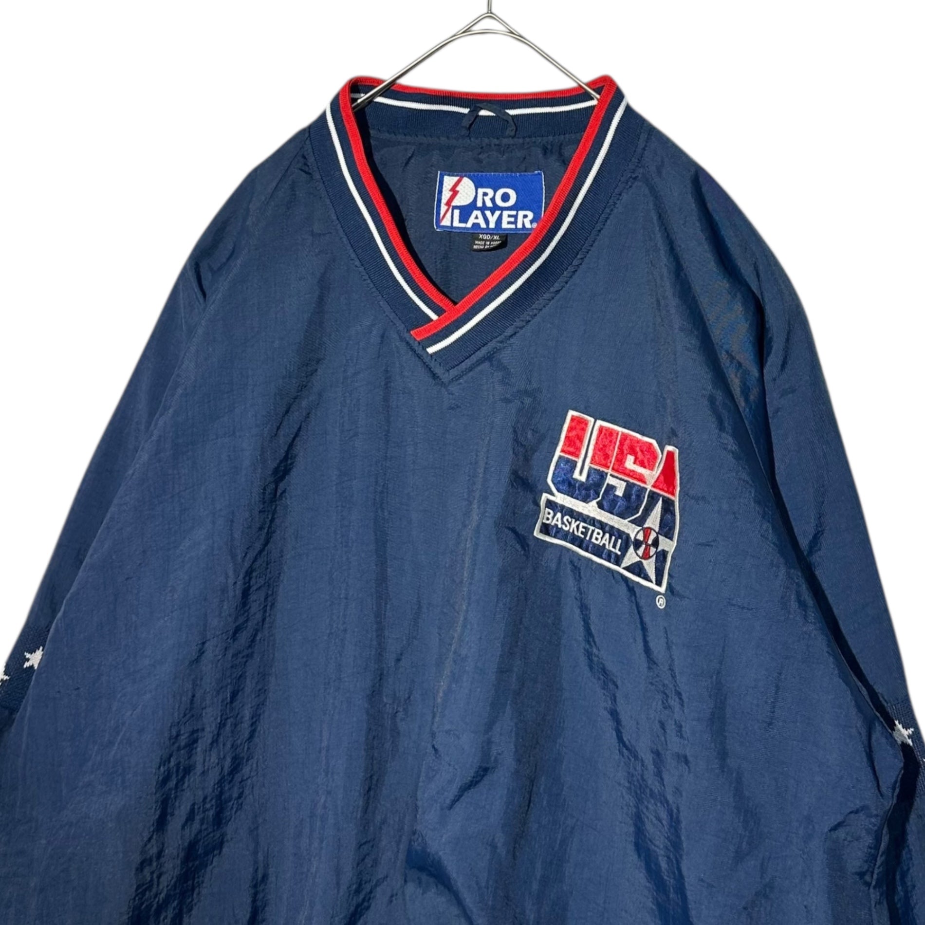 PRO PLAYER(プロプレイヤー) 90's ”NBA USA DREAM TEAM” V-neck nylon pullover アメリカ ドリームチーム Vネック ナイロン プルオーバー ジャケット XL ネイビー 90年代 ヴィンテージ バスケットボール