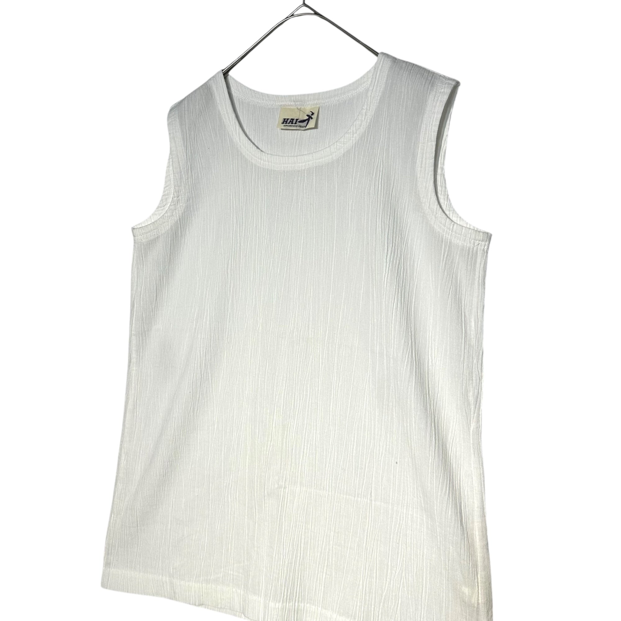 HAI SPORTING GEAR ISSEY MIYAKE(ハイスポルティングギア イッセイミヤケ) 80's Pleated sleeveless blouse with stole 80年代 ストール付き プリーツ ノースリーブ ブラウス M ホワイト