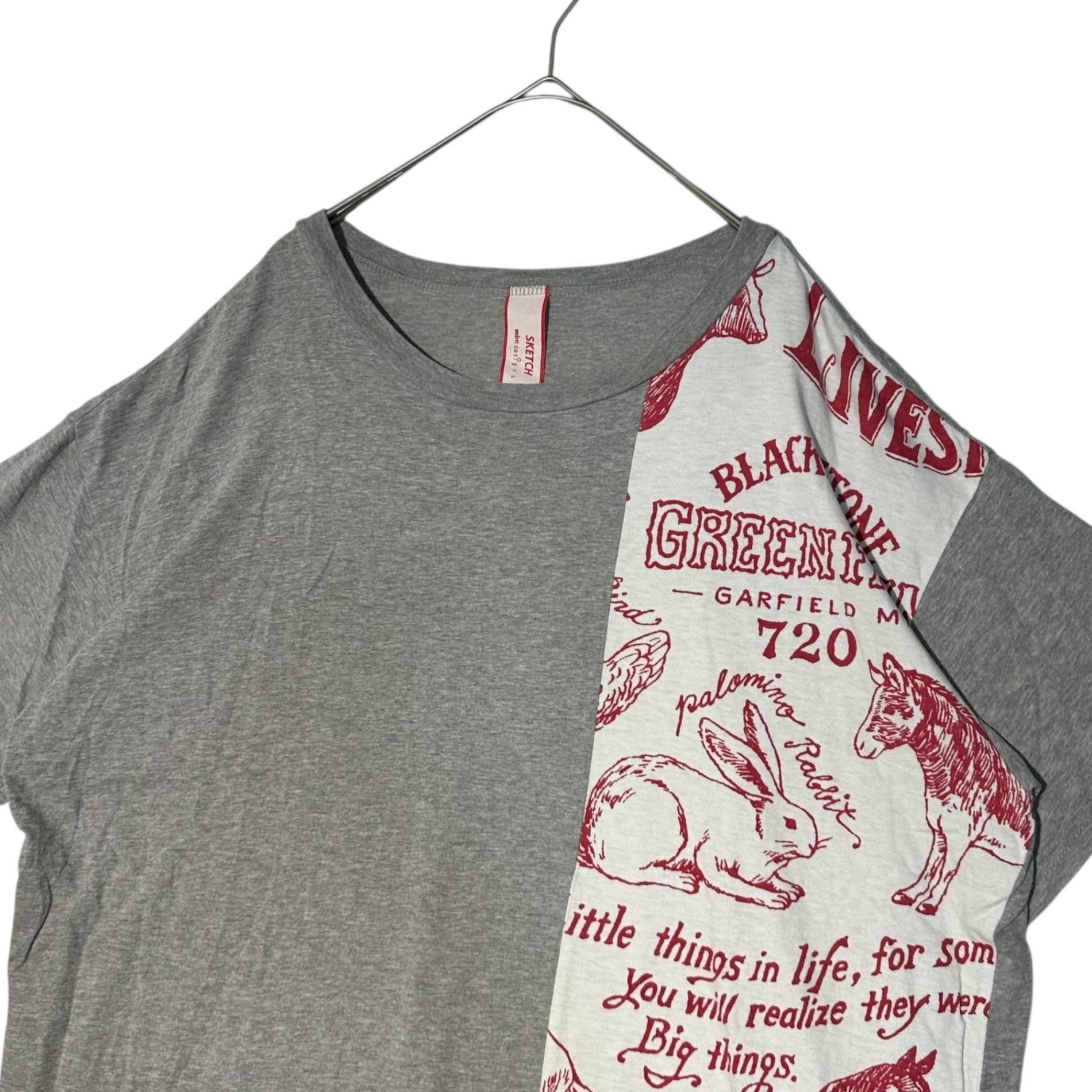 SKETCH mint designs(スケッチ ミントデザイン) Animal print docking T-shirt アニマル柄 ドッキング Tシャツ 33184-CT2TC02 4(L程度) グレー