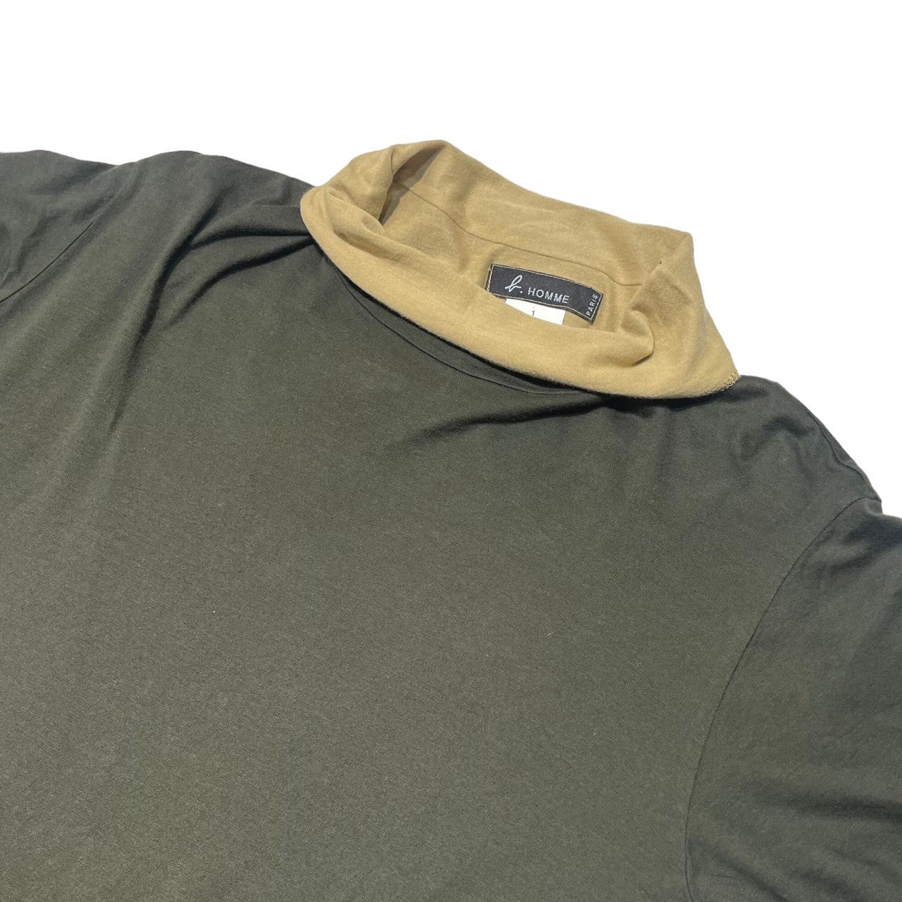 Agnes b. homme(アニエスベーオム) 90's Layered type high neck T-shirt レイヤードタイプハイネックTシャツ 90年代 1(S) カーキ×ベージュ