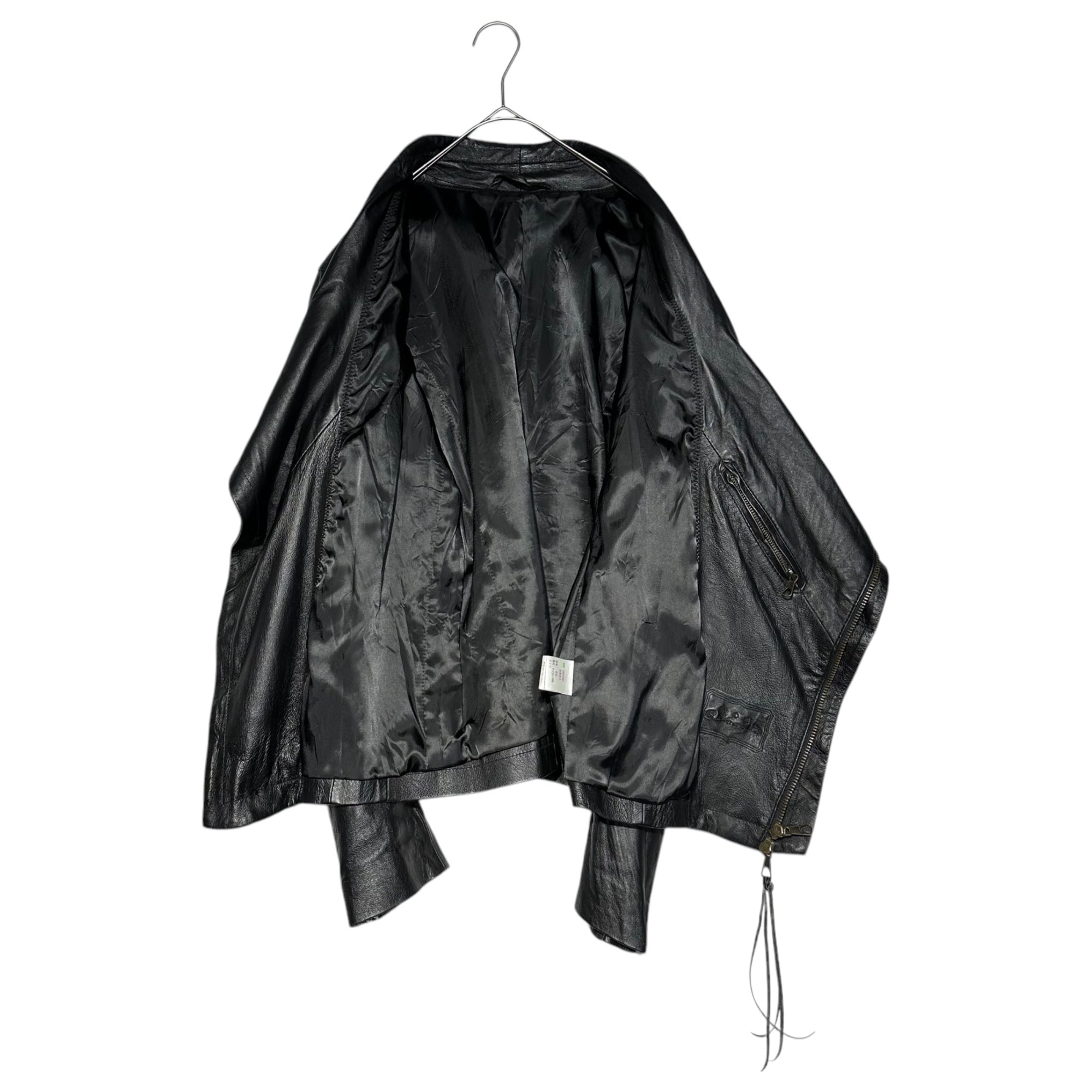 goa(ゴア) Deformed Gimmick Leather Double Riders Jacket 変易 ギミック ダブル ライダース ジャケット 35047084 1(S程度) ブラック Y2K 平成