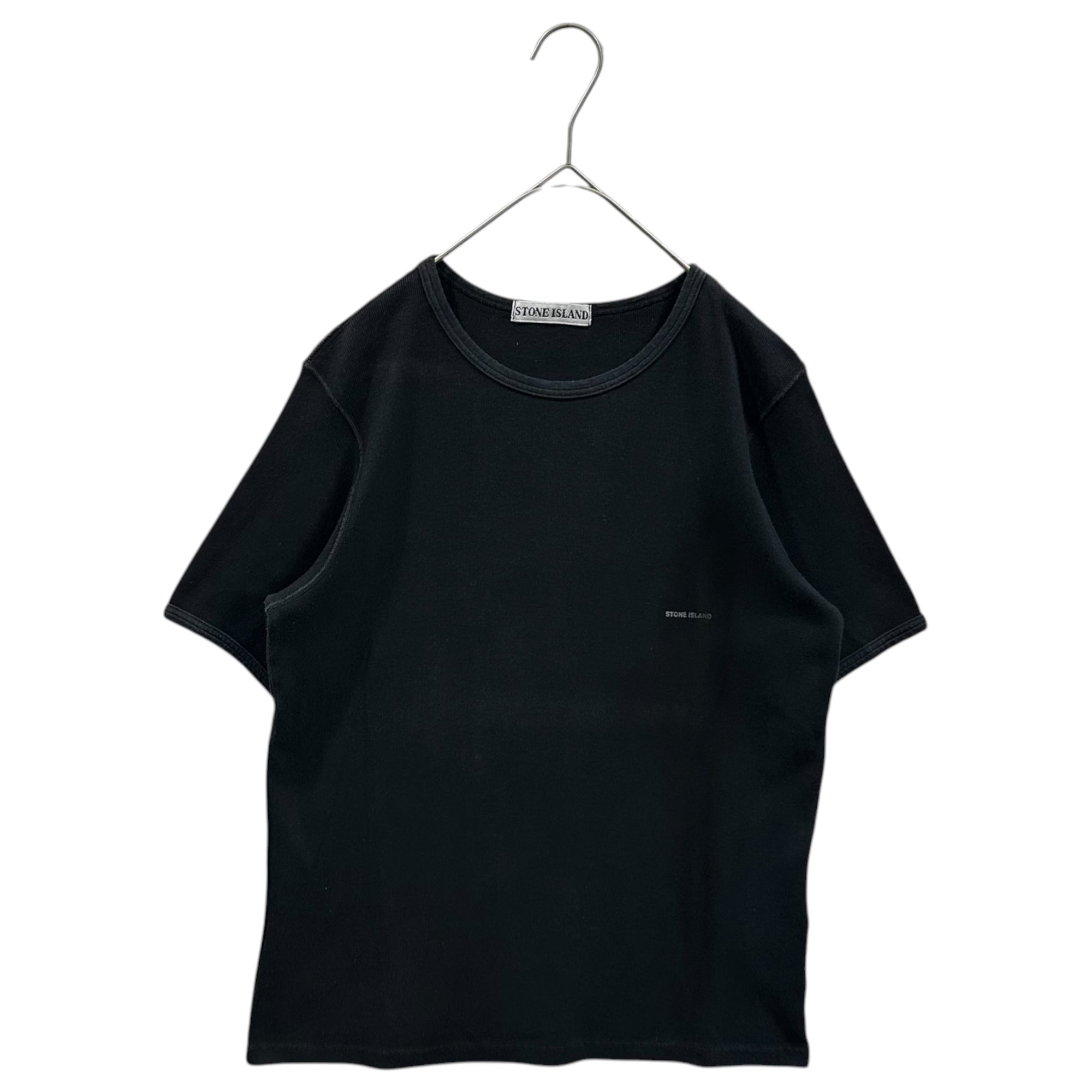 STONE ISLAND(ストーンアイランド) 1999SS One-Point Logo Crew Neck Ribbed T-Shirt ワンポイント ロゴ クルーネック リブ Tシャツ 30152067/A S ブラック ポール・ハーヴェイ期 アーカイブ