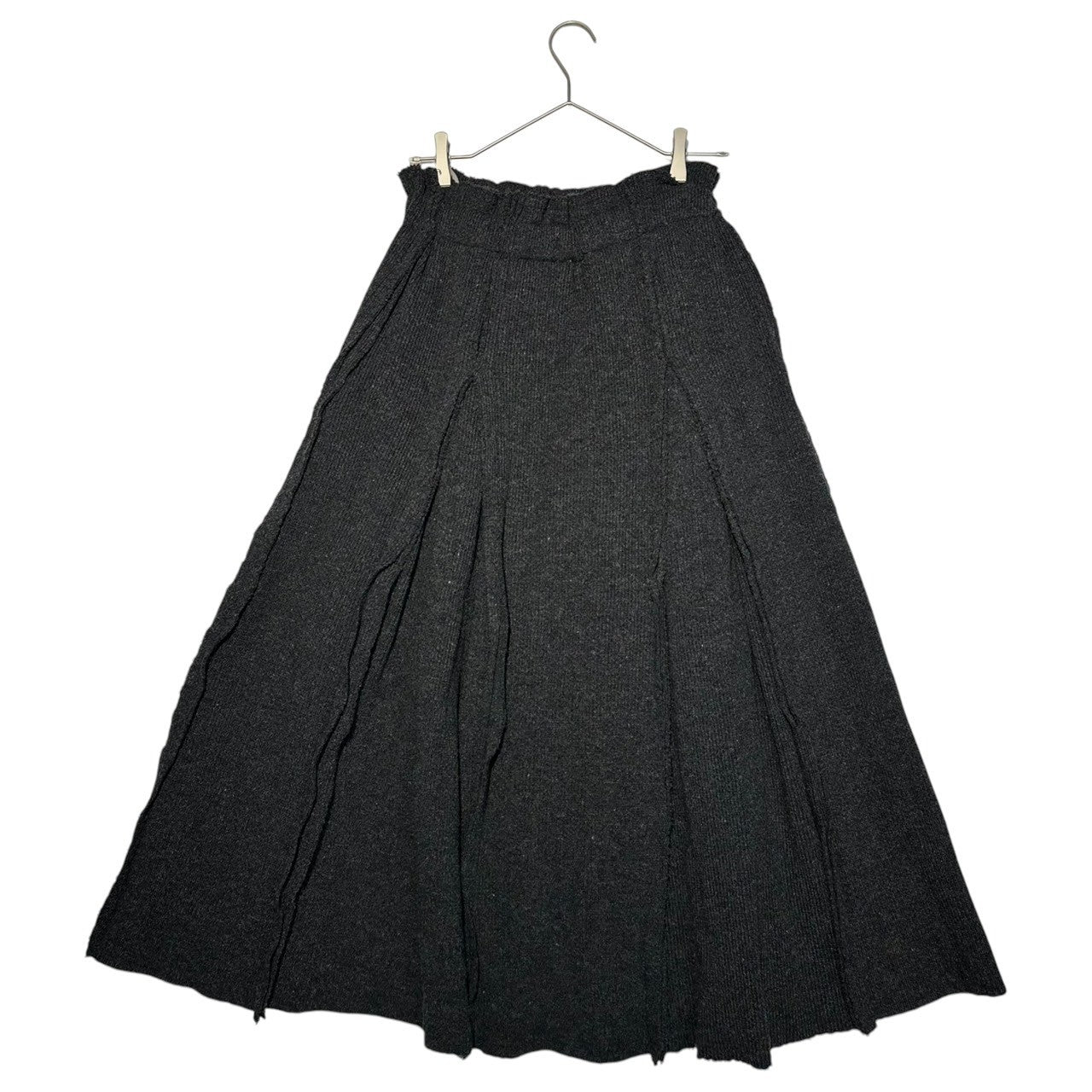 COMME des GARCONS(コムデギャルソン) 02AW Vintage Pants style design wool nylon open cut long flared skirt パンツ風 デザイン ウール ナイロン 切りっ放し ロング フレア スカート GG-S049 M グレー AD2002