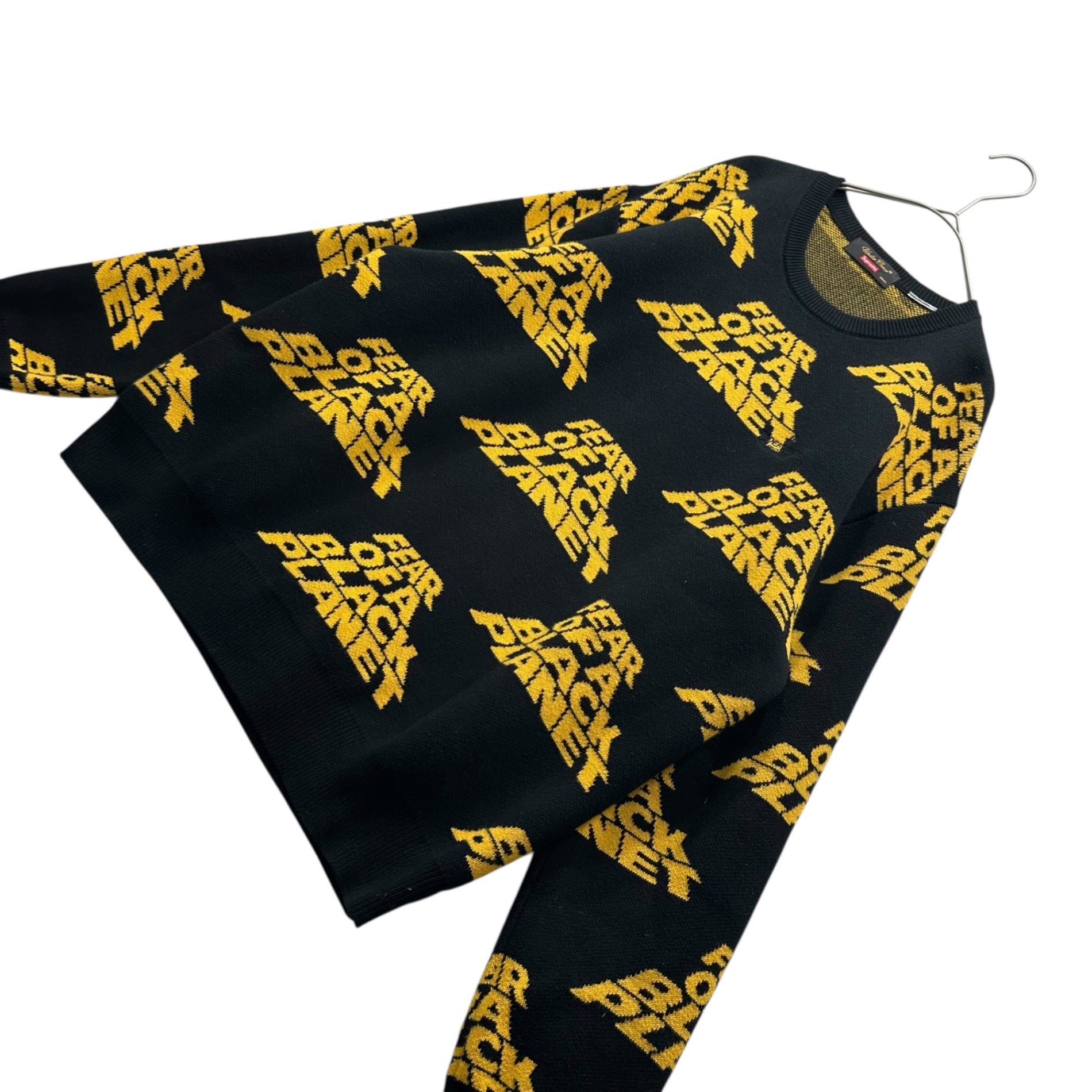 SUPREME×UNDERCOVER(シュプリーム×アンダーカバー) 18SS Public Enemy Sweater パブリック エネミー セーター S ブラック×イエロー クルーネック ニット