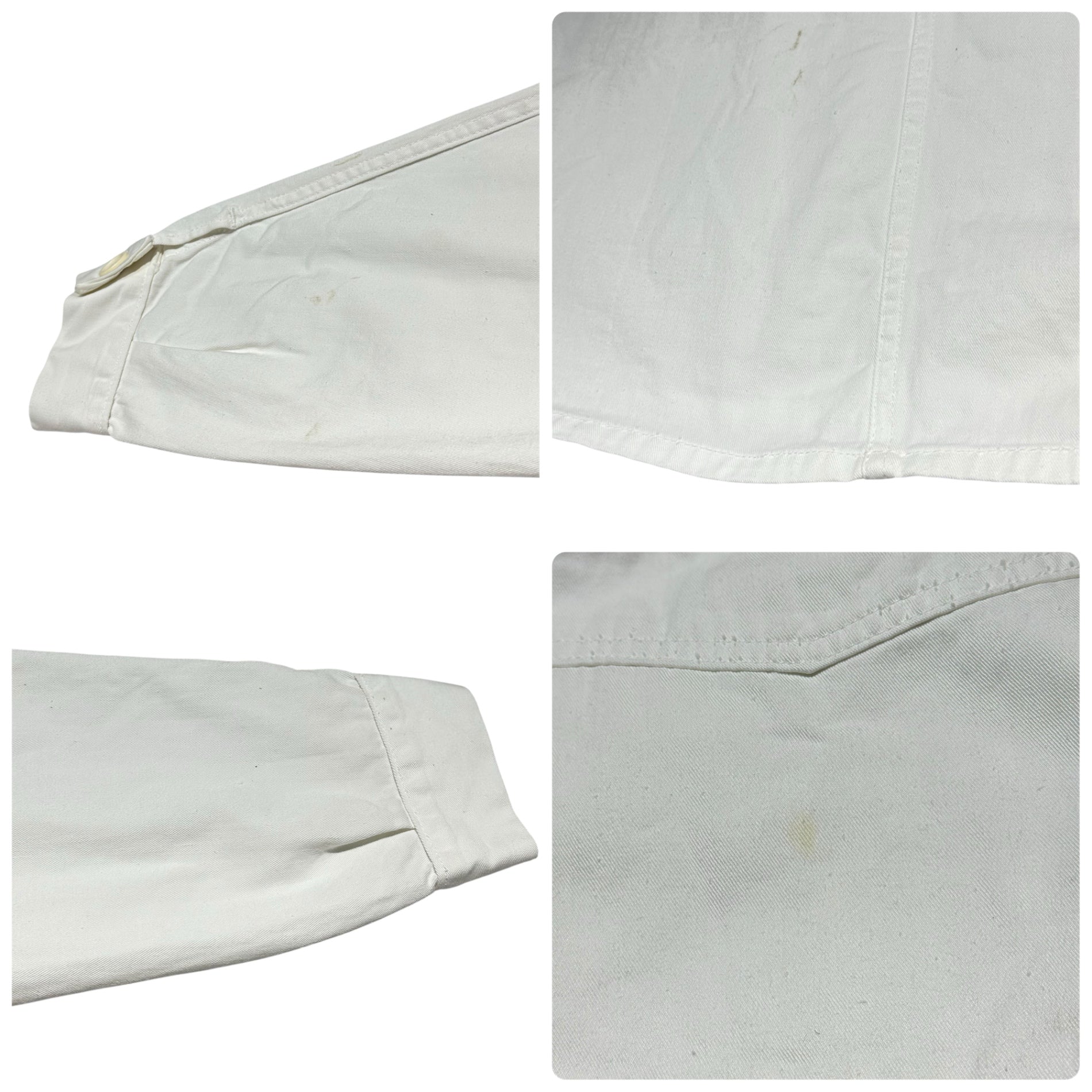 ADOLPHE LAFONT(アドルフラフォン) 40’s LYON White Cotton Coverall ホワイト コットン カバーオール 表記無(M程度) ホワイト 40年代 Vポケット ヴィンテージ フレンチ ワーク ユーロ ジャケット