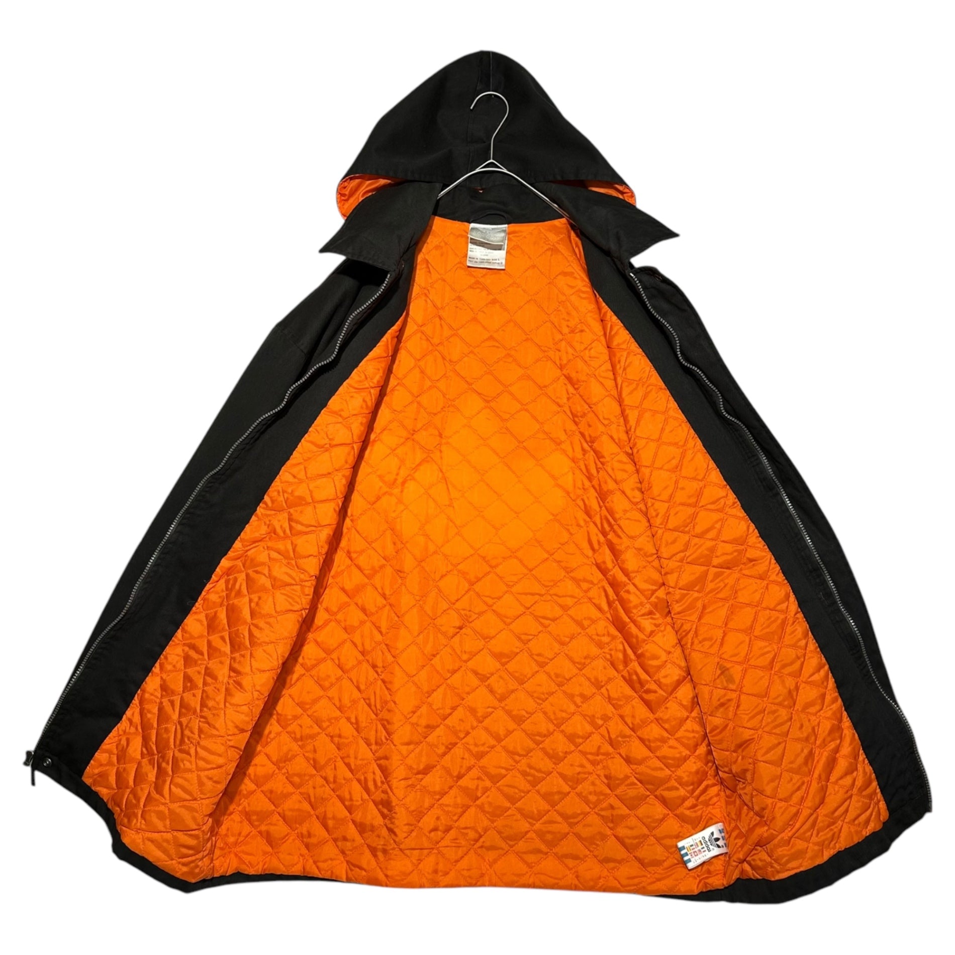 adidas(アディダス) 90's back logo hooded jacket バックロゴ フーデット ジャケット L ブラック×オレンジ 万国旗タグ 90年代