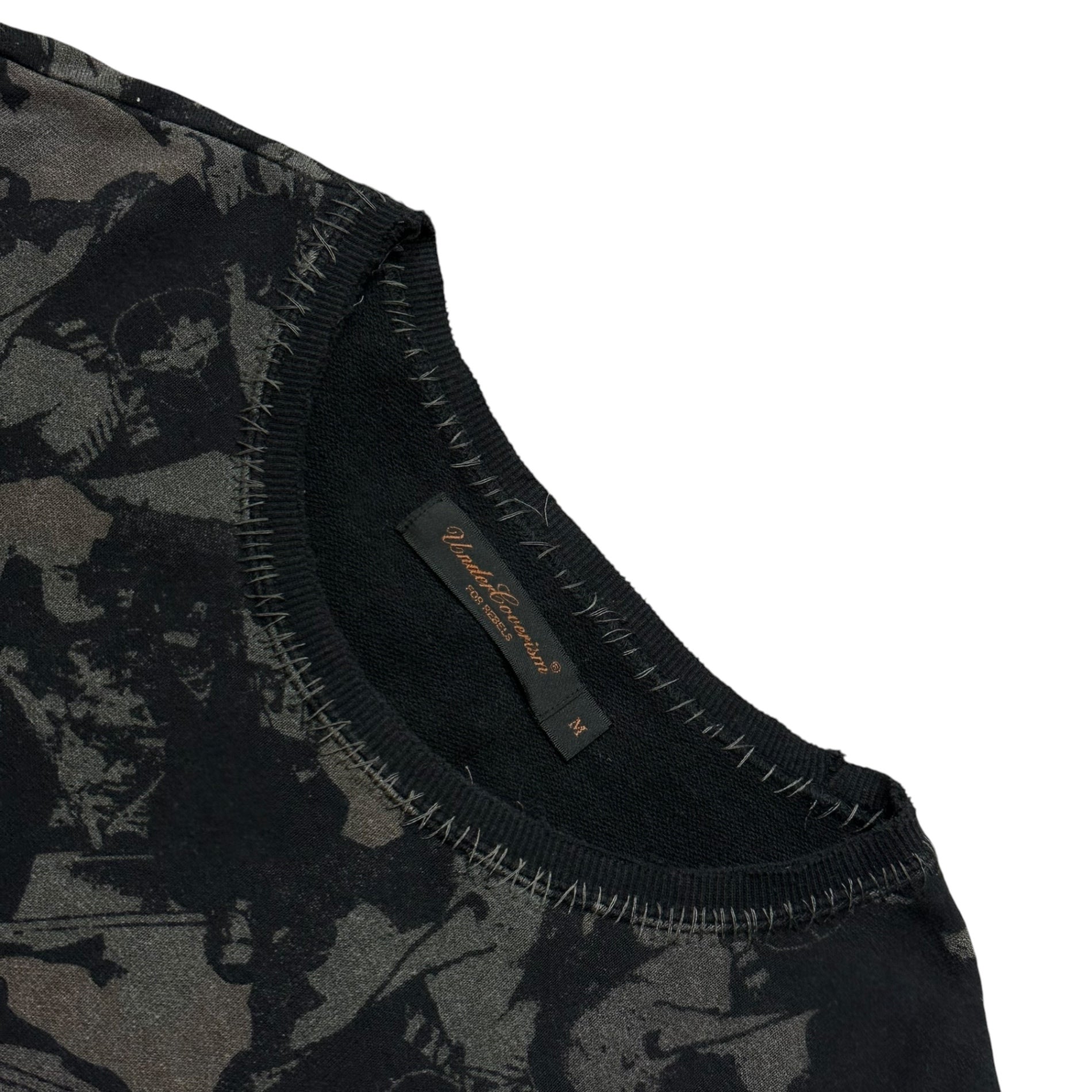 UNDERCOVERISM(アンダーカバイズム) 2003SS ”SCAB” Crust All-over Print T-shirt スキャブ期 クラスト 総柄 7分丈 Tシャツ U230 M ブラック×グレー 00's